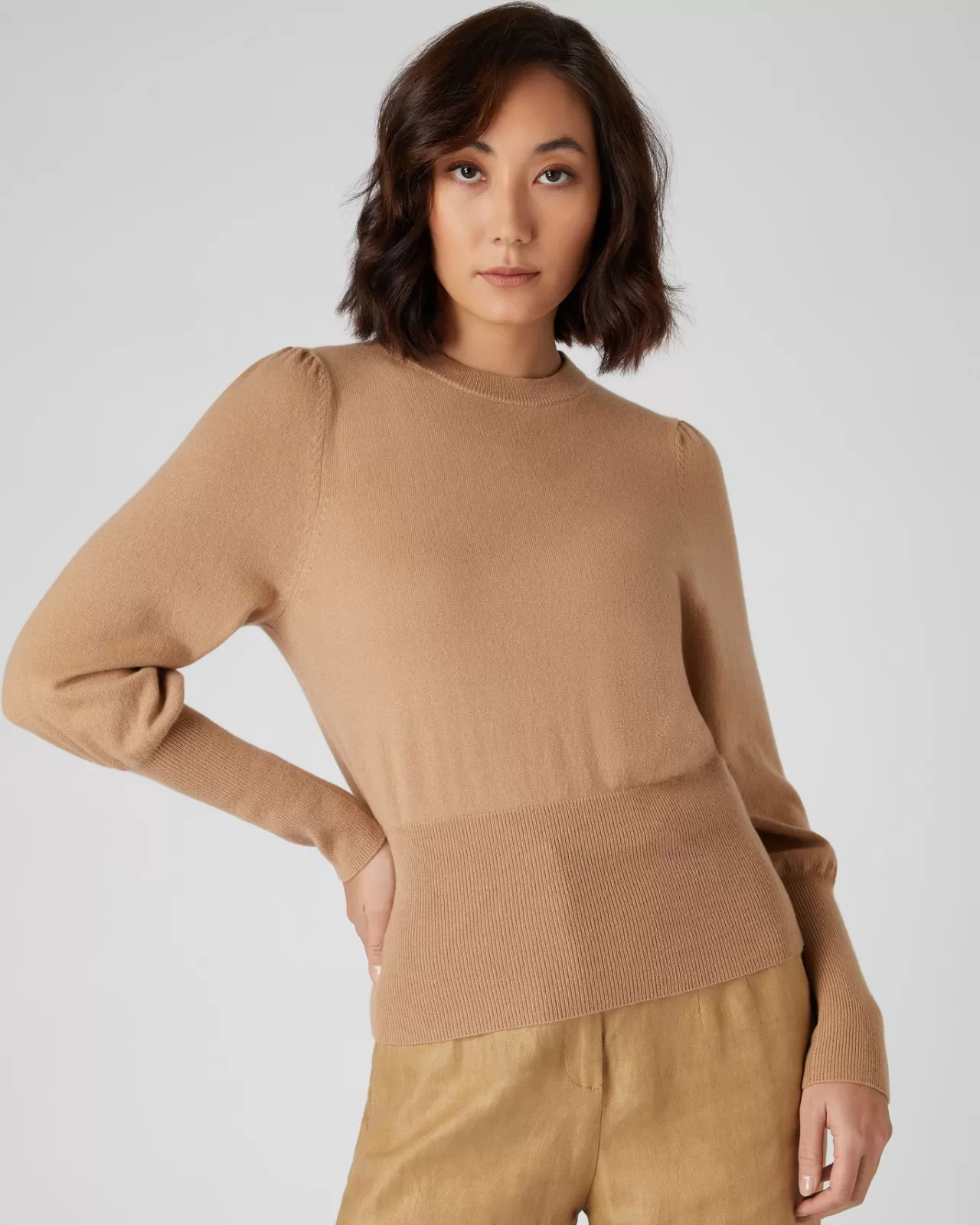 Women N.Peal Round Necks | Women'S Deep Hem Round Neck Cashmere Jumper