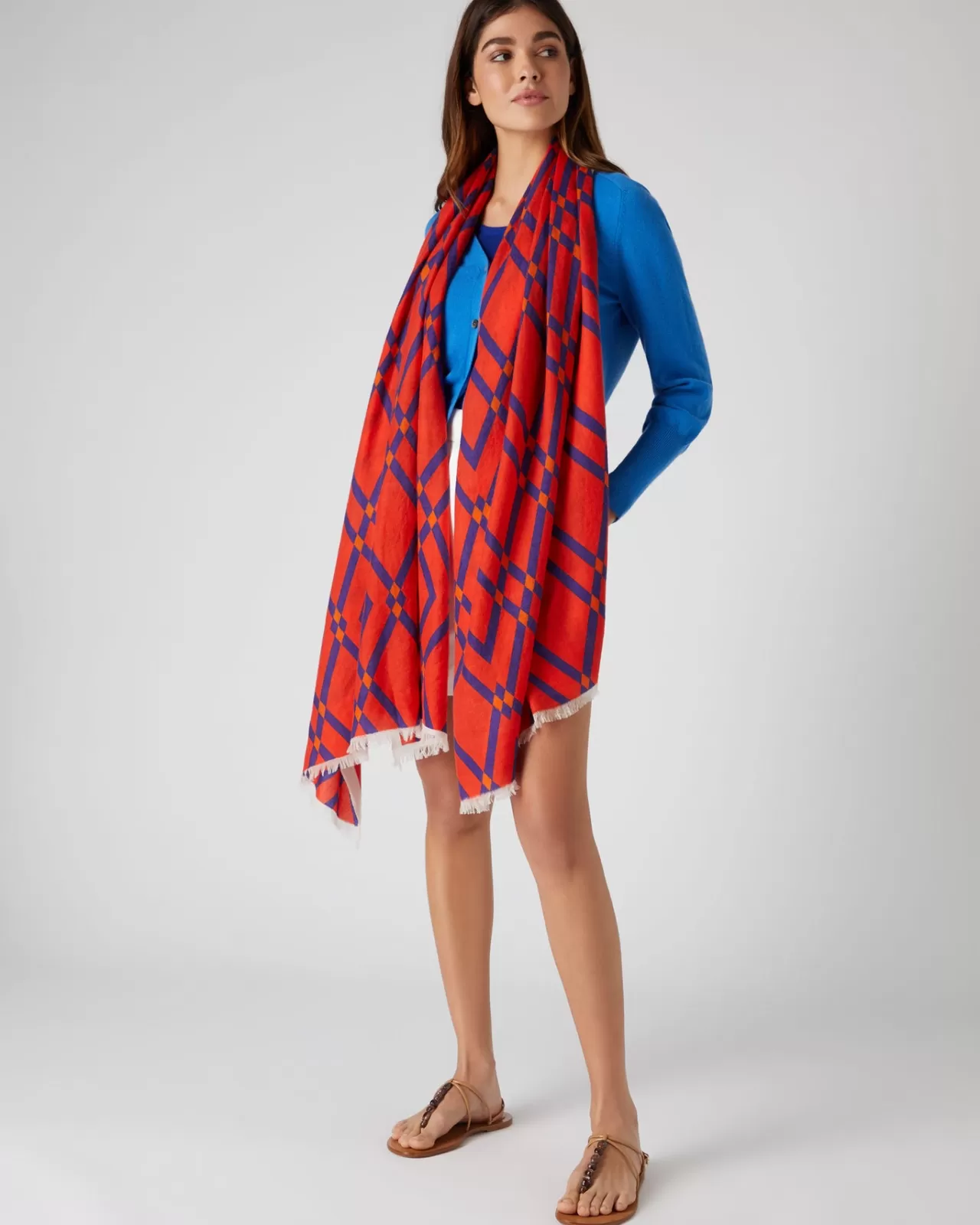 Women N.Peal Pashminas, Wraps & Shawls | Women'S Diamond Printed Cashmere Pashmina