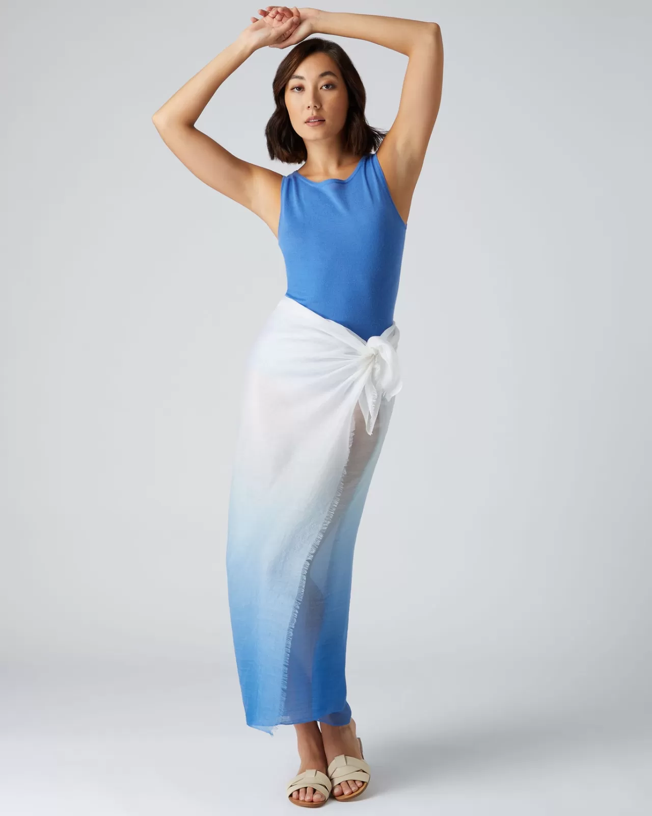 Women N.Peal Cashmere Scarves | Women'S Dip Dye Cashmere Scarf + Zanzibar Blue