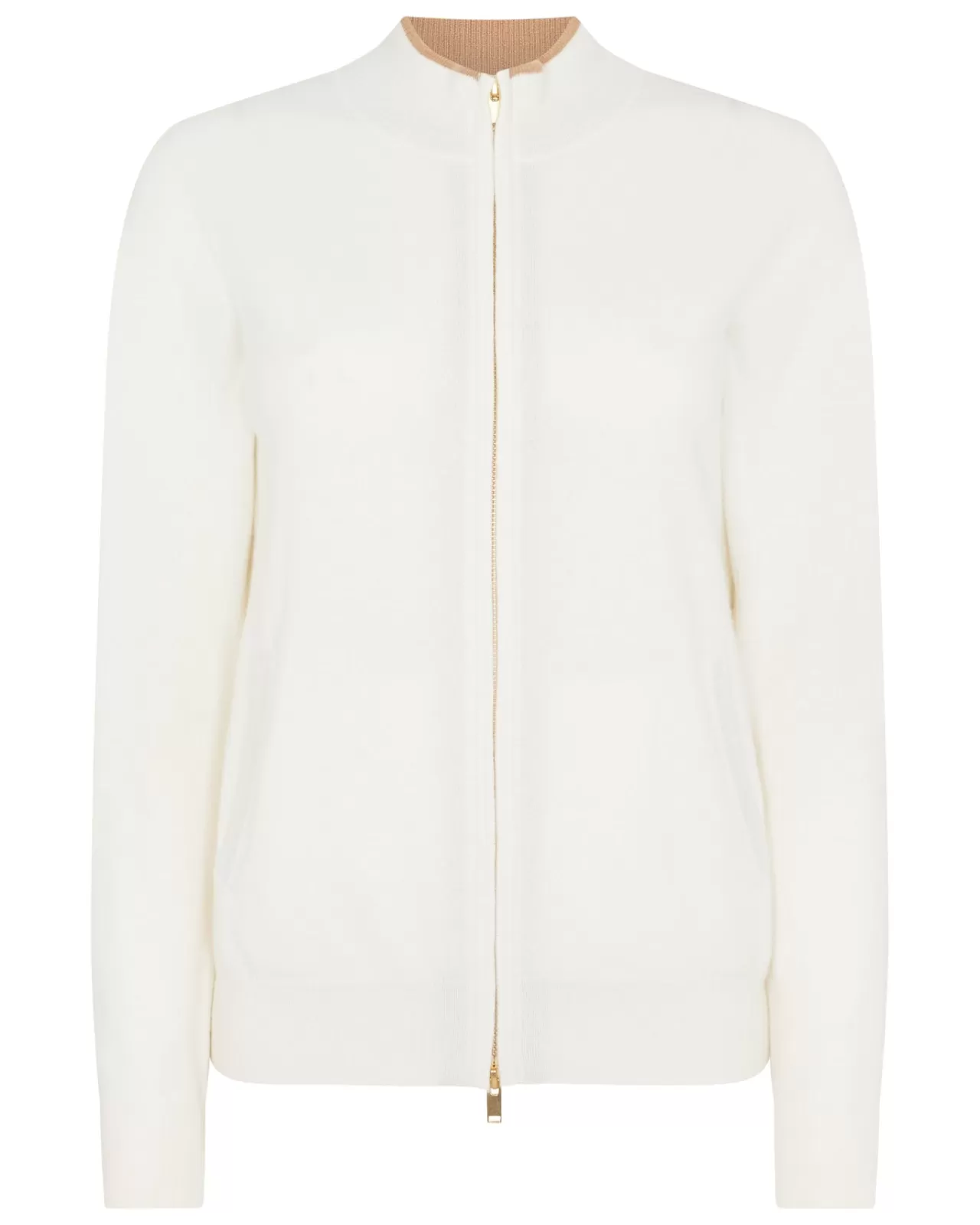 Women N.Peal Half & Full Zip Knitwear | Women'S Funnel Neck Zip Cashmere Cardigan