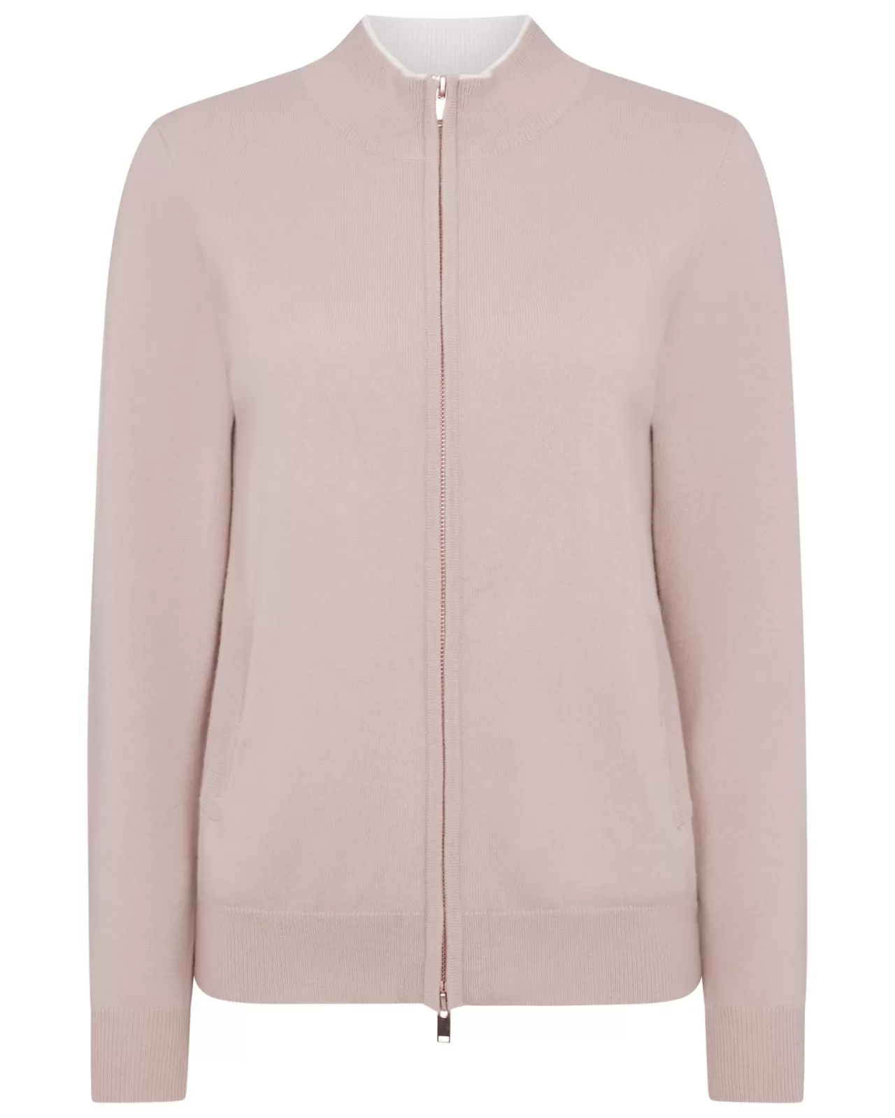 Women N.Peal Half & Full Zip Knitwear | Women'S Funnel Neck Zip Cashmere Cardigan