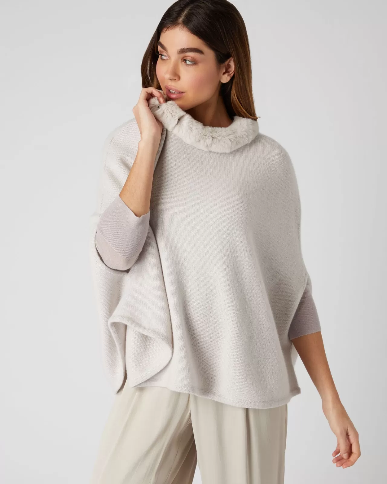 Women N.Peal Capes & Ponchos | Women'S Fur Collar Poncho