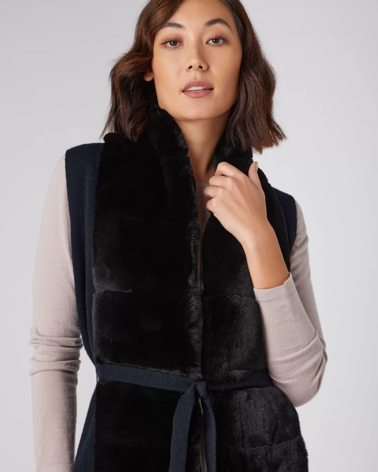 Women N.Peal Coats & Jackets | Women'S Fur Placket Milano Cashmere Gilet