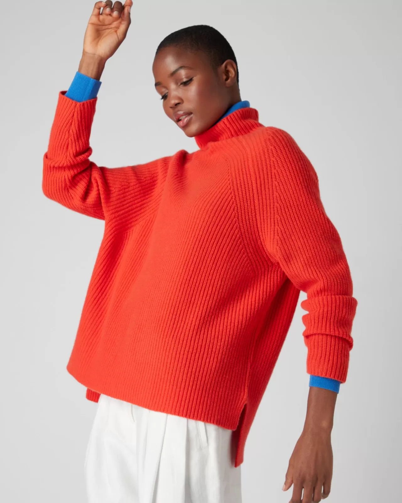 Women N.Peal Roll Necks | Women'S High Neck Ribbed Cashmere Jumper