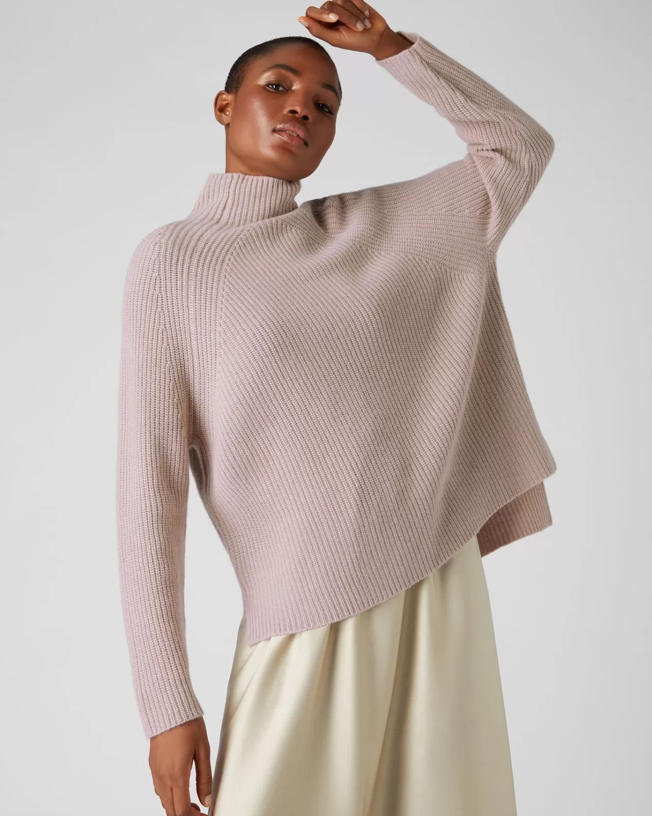 Women N.Peal Roll Necks | Women'S High Neck Ribbed Cashmere Jumper