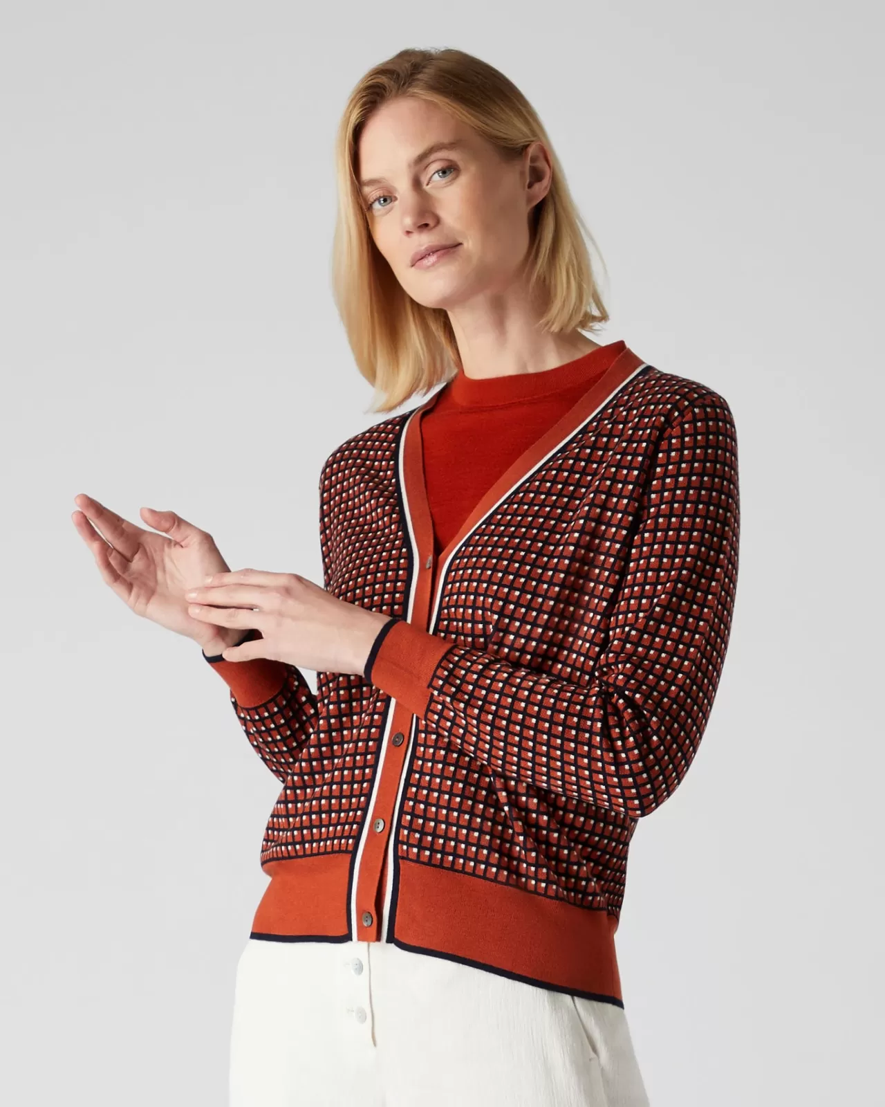 Women N.Peal Cardigans | Women'S Jacquard Knit Cardigan