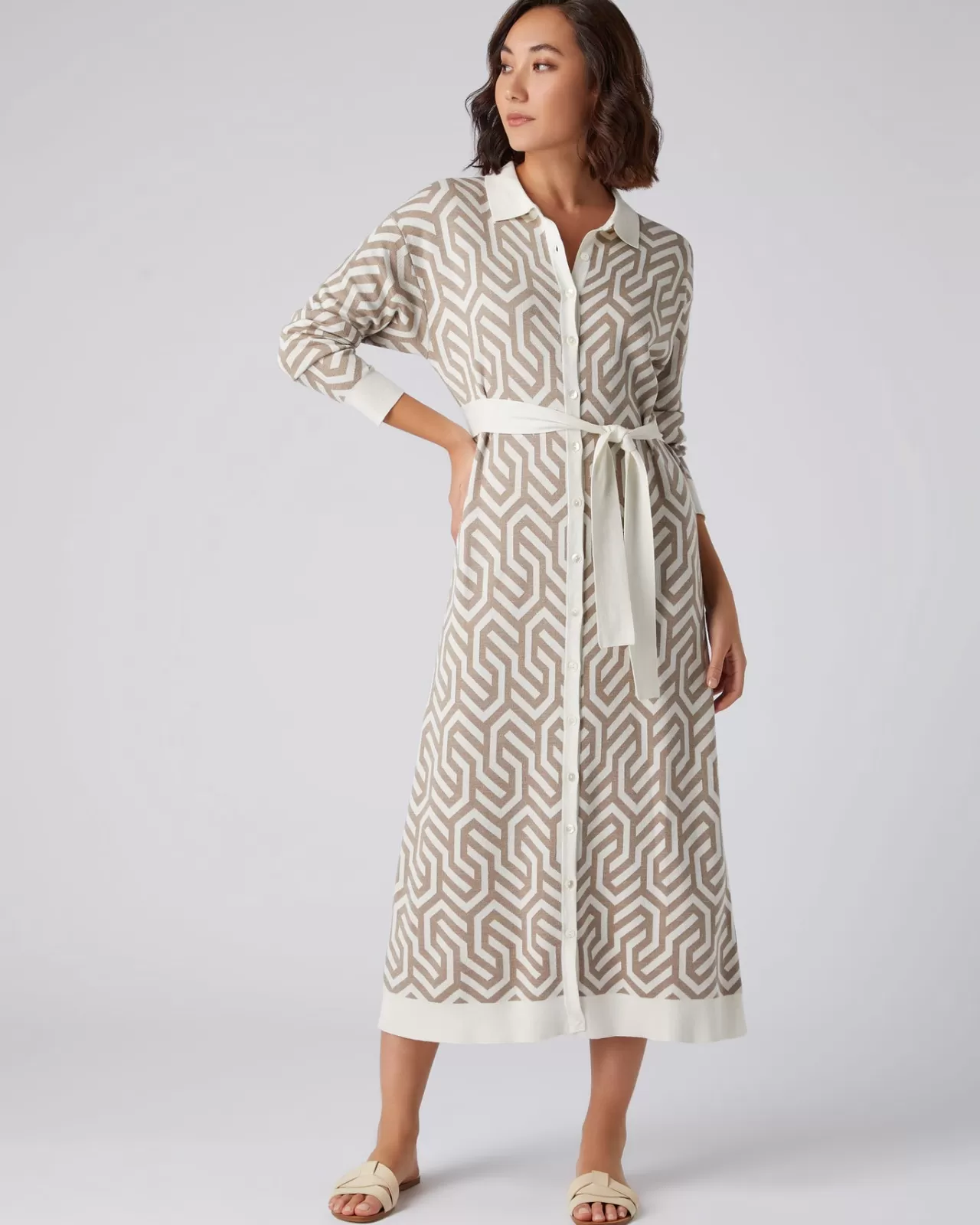 Women N.Peal Dresses & Skirts | Women'S Large Geo Knit Dress