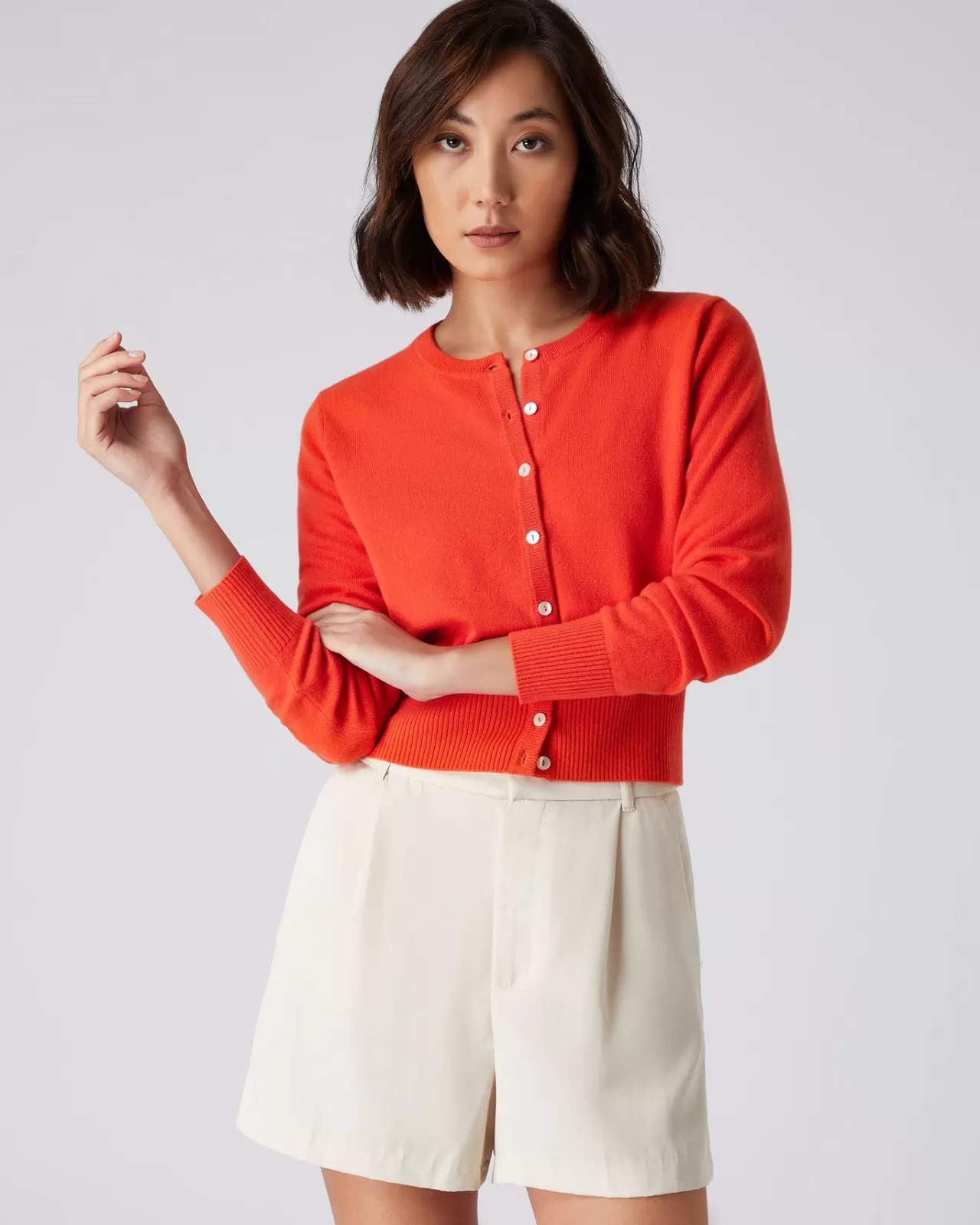 Women N.Peal Cardigans | Women'S Long Sleeve Cropped Cashmere Cardigan