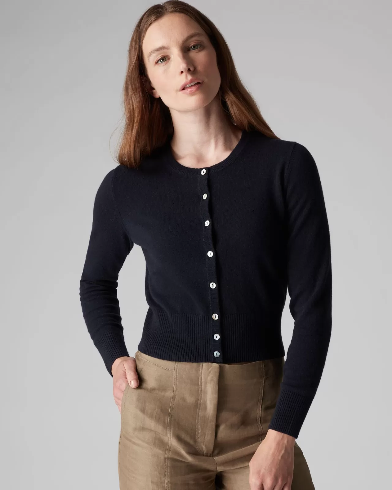 Women N.Peal Cardigans | Women'S Long Sleeve Cropped Cashmere Cardigan