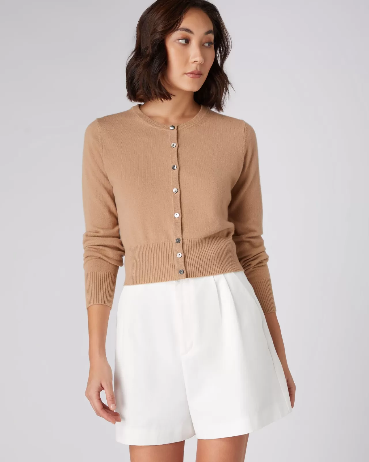 Women N.Peal Cardigans | Women'S Long Sleeve Cropped Cashmere Cardigan