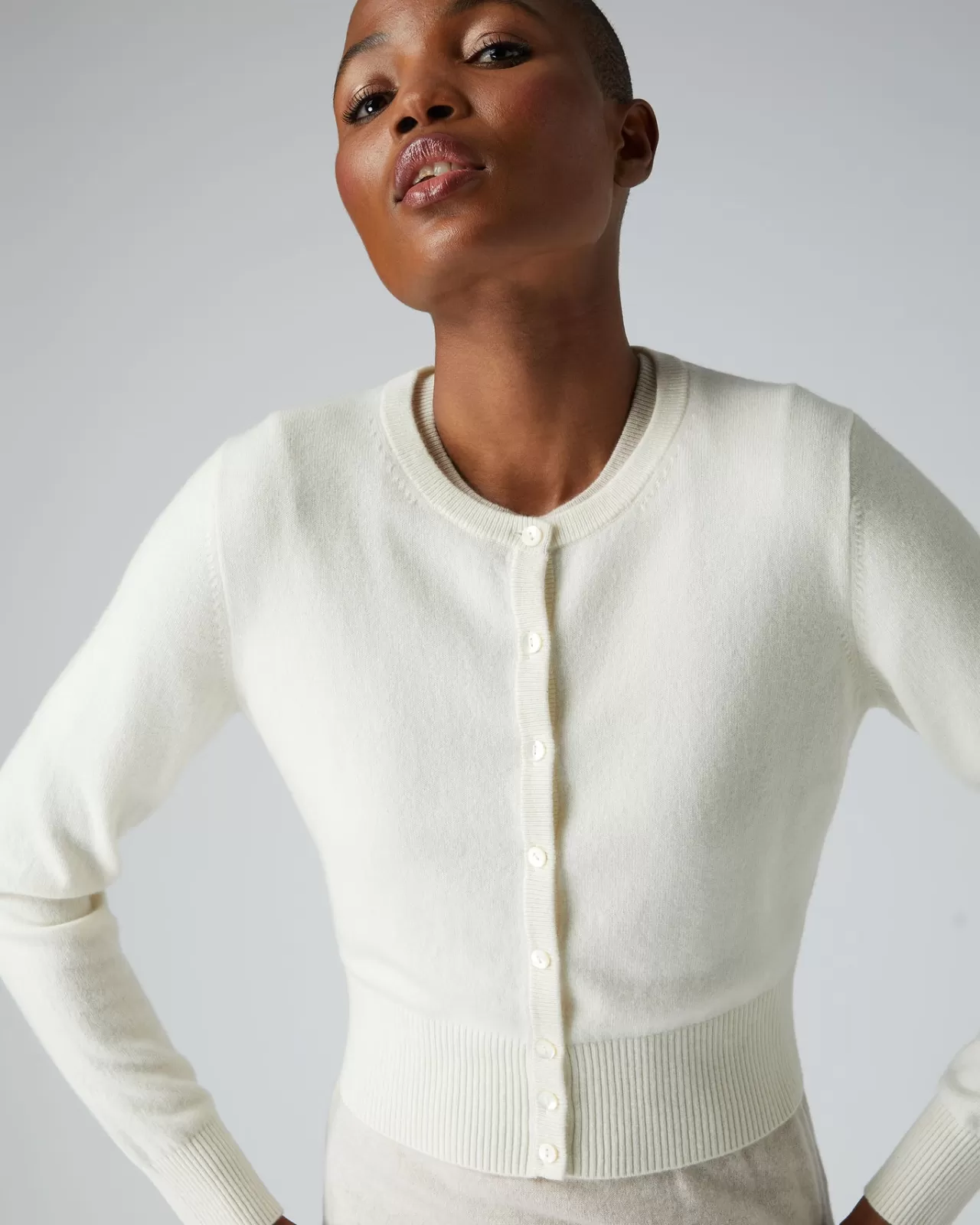 Women N.Peal Cardigans | Women'S Long Sleeve Cropped Cashmere Cardigan