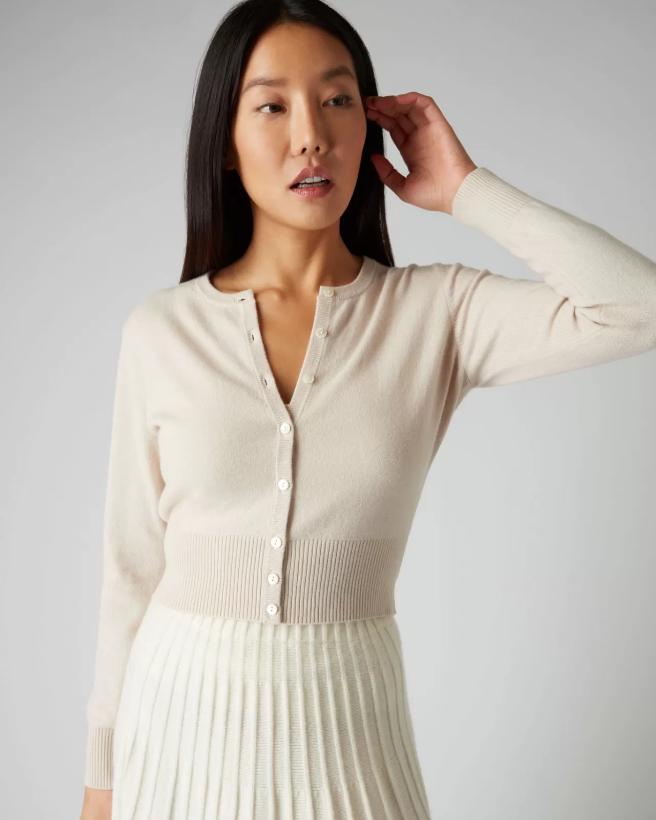 Women N.Peal Cardigans | Women'S Long Sleeve Cropped Cashmere Cardigan