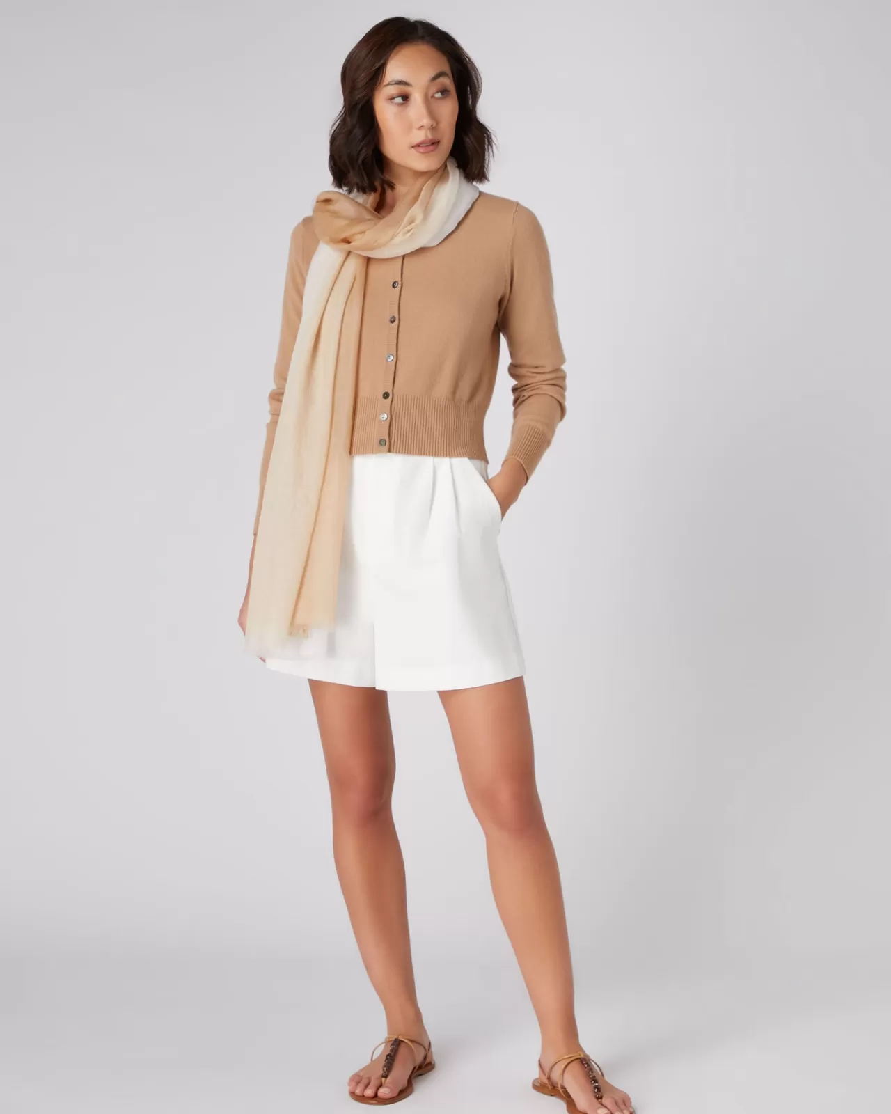 Women N.Peal Cardigans | Women'S Long Sleeve Cropped Cashmere Cardigan