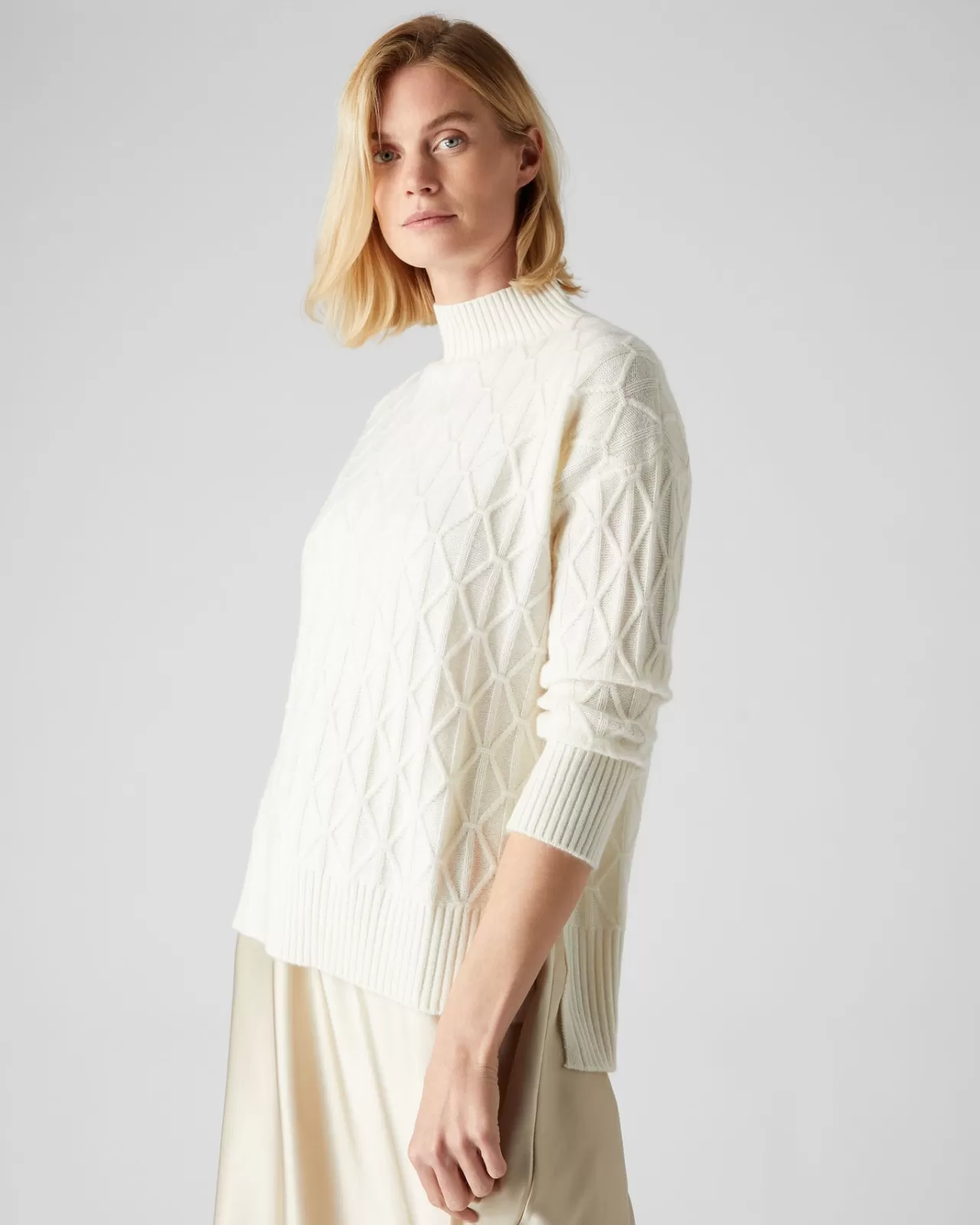 Women N.Peal Roll Necks | Women'S Longline Cable Cashmere Jumper