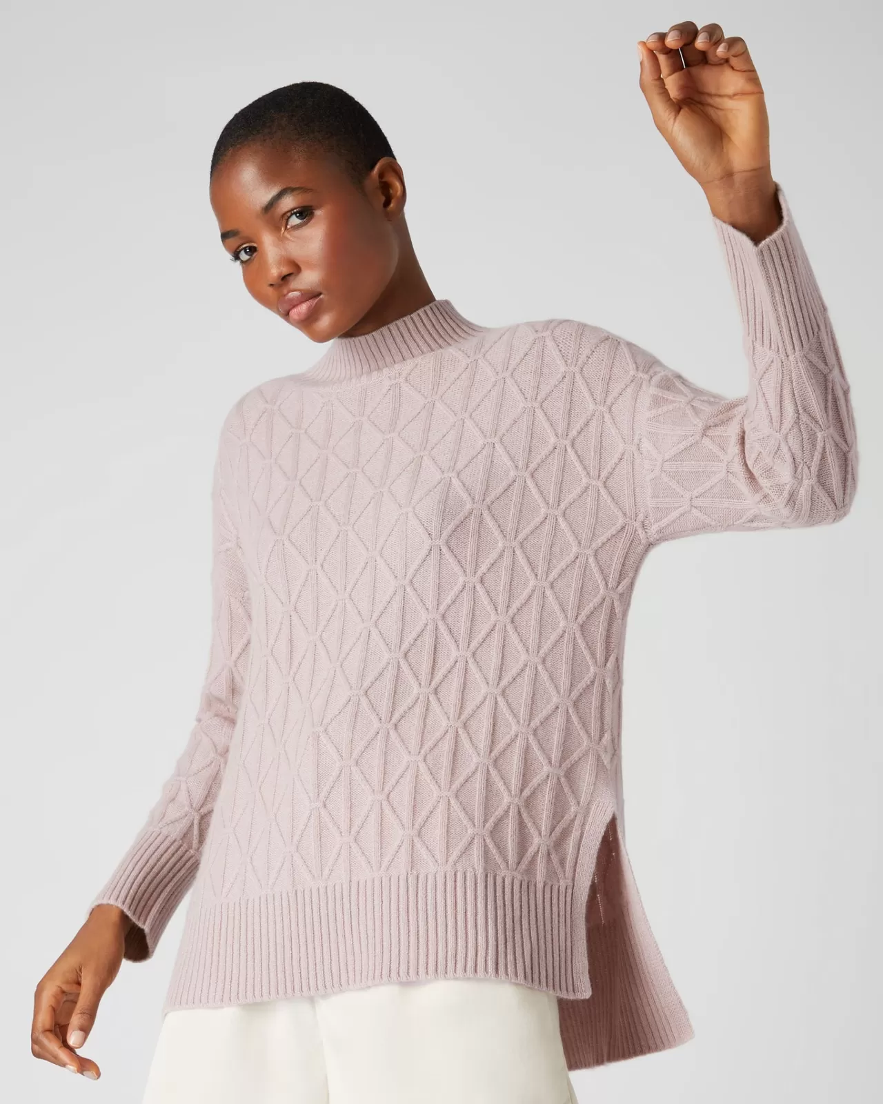 Women N.Peal Roll Necks | Women'S Longline Cable Cashmere Jumper