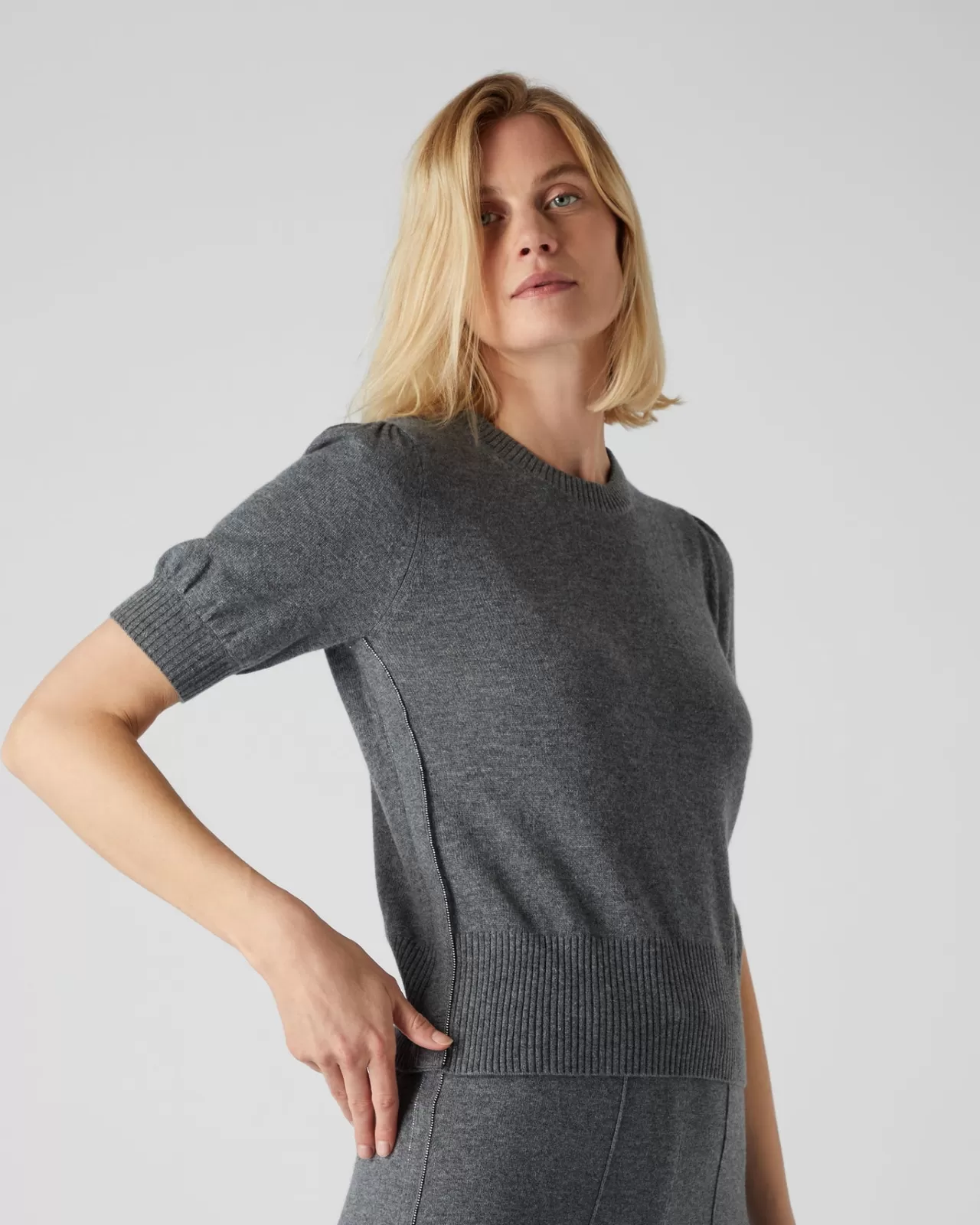 Women N.Peal Tops & T-Shirts | Women'S Metal Trim Cashmere T Shirt