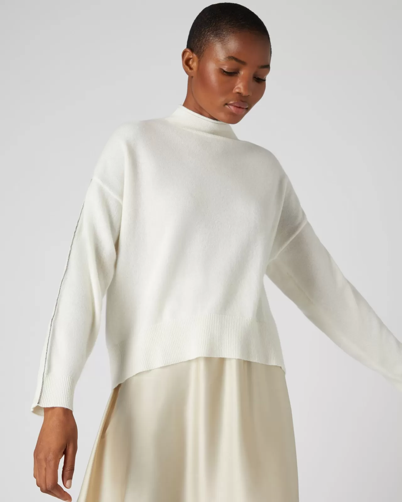 Women N.Peal Roll Necks | Women'S Metal Trim Crop Cashmere Jumper