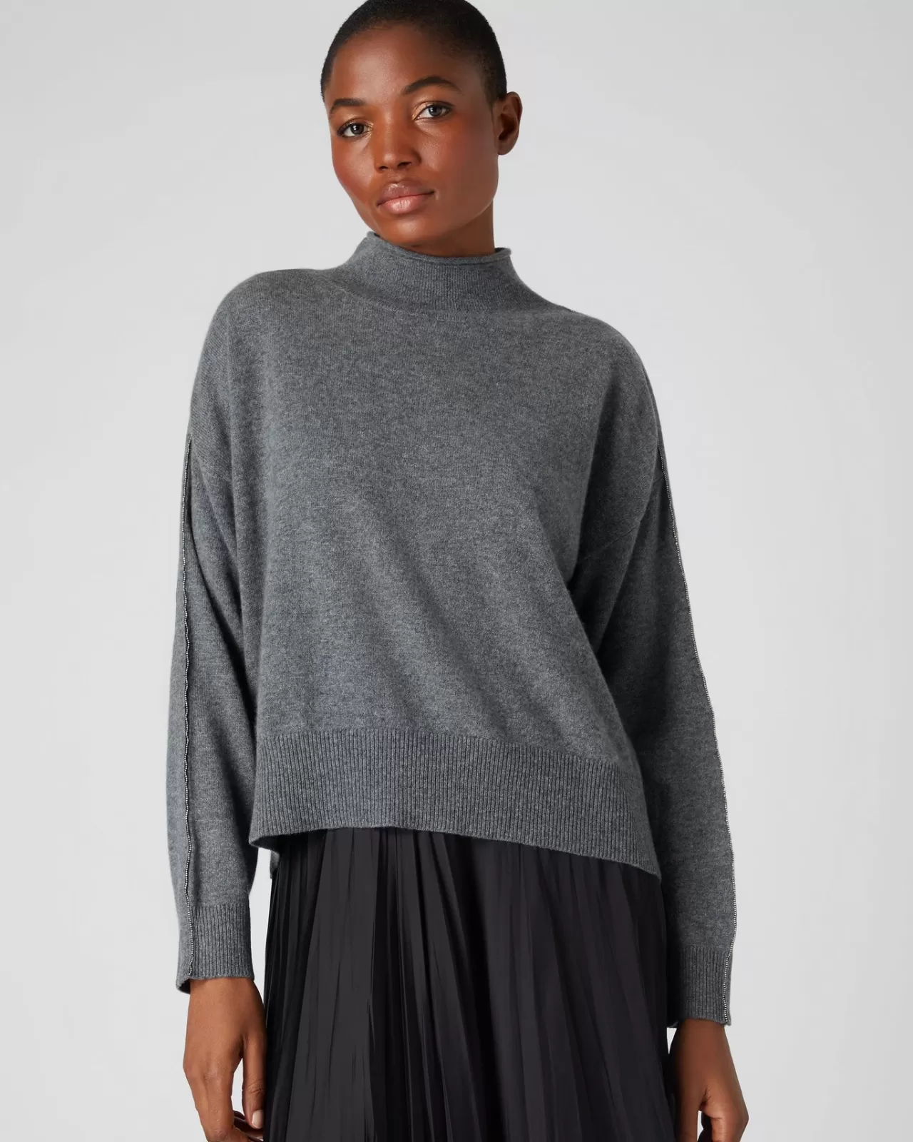 Women N.Peal Roll Necks | Women'S Metal Trim Crop Cashmere Jumper