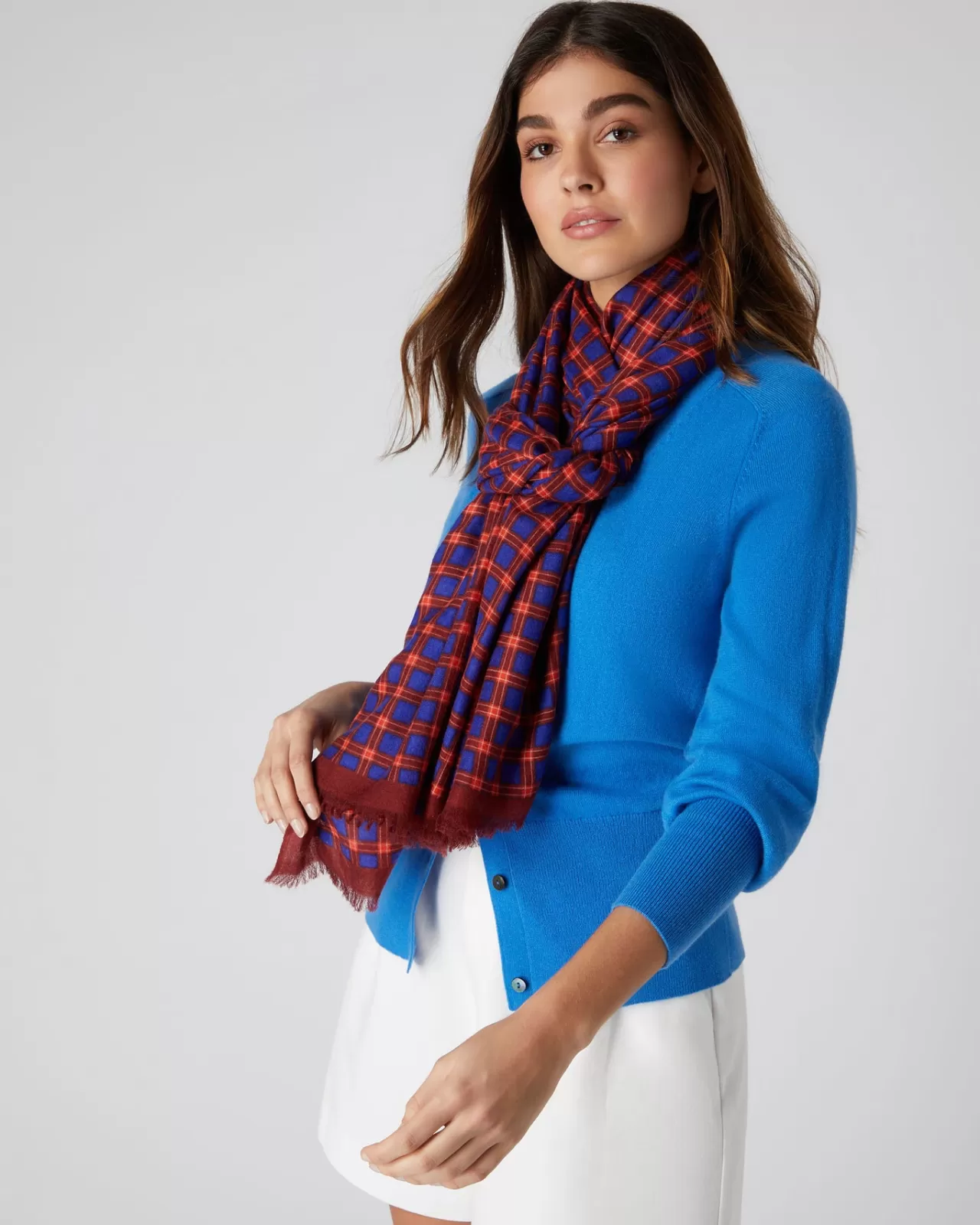 Women N.Peal Pashminas, Wraps & Shawls | Women'S Plaid Print Cashmere Pashmina