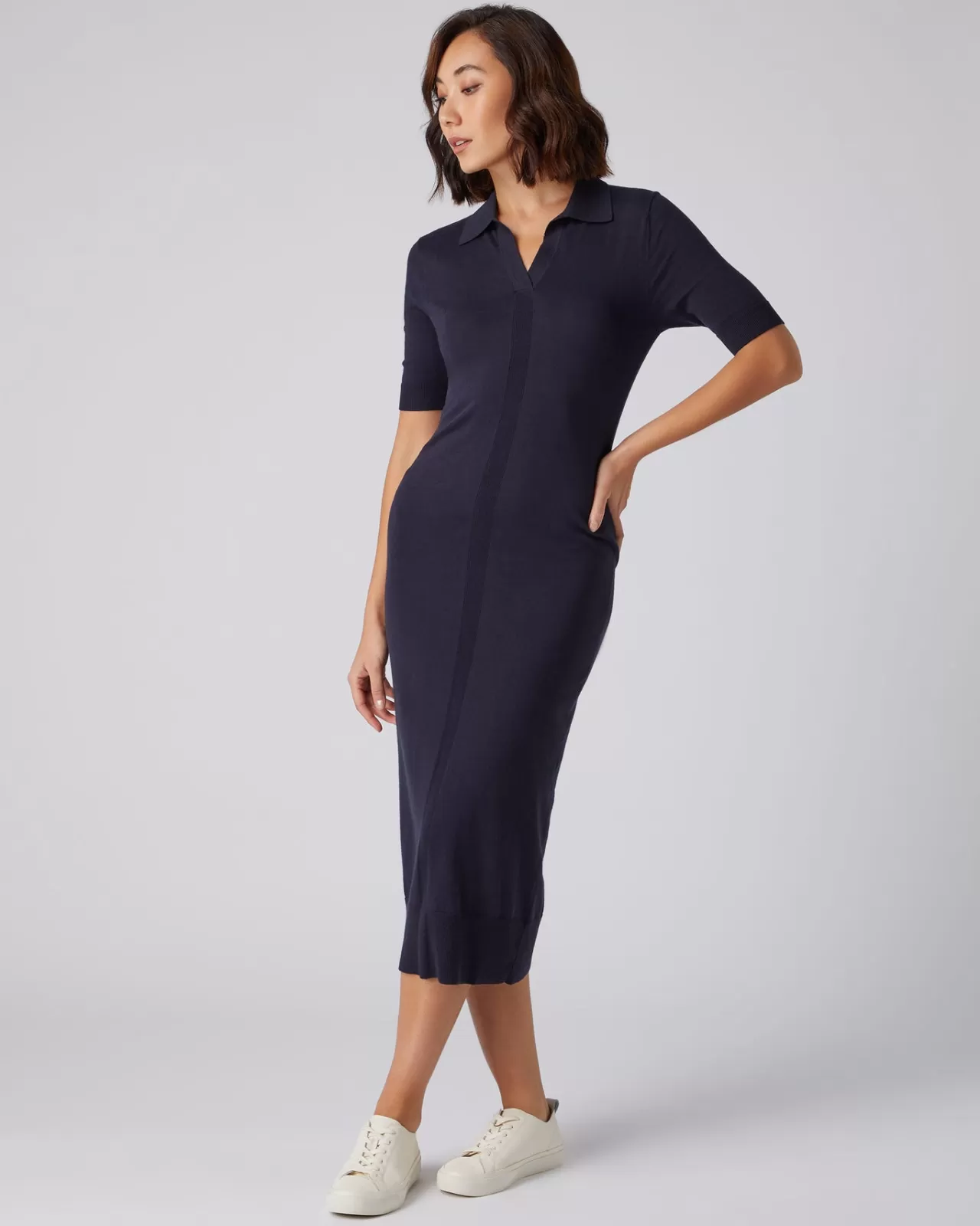 Women N.Peal Dresses & Skirts | Women'S Polo Collar Cotton Cashmere Dress