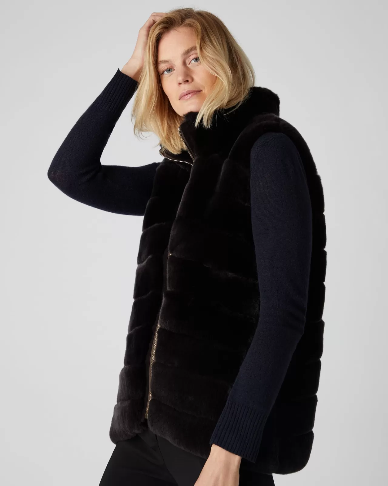 Women N.Peal Coats & Jackets | Women'S Rex Fur Ribbed Gilet