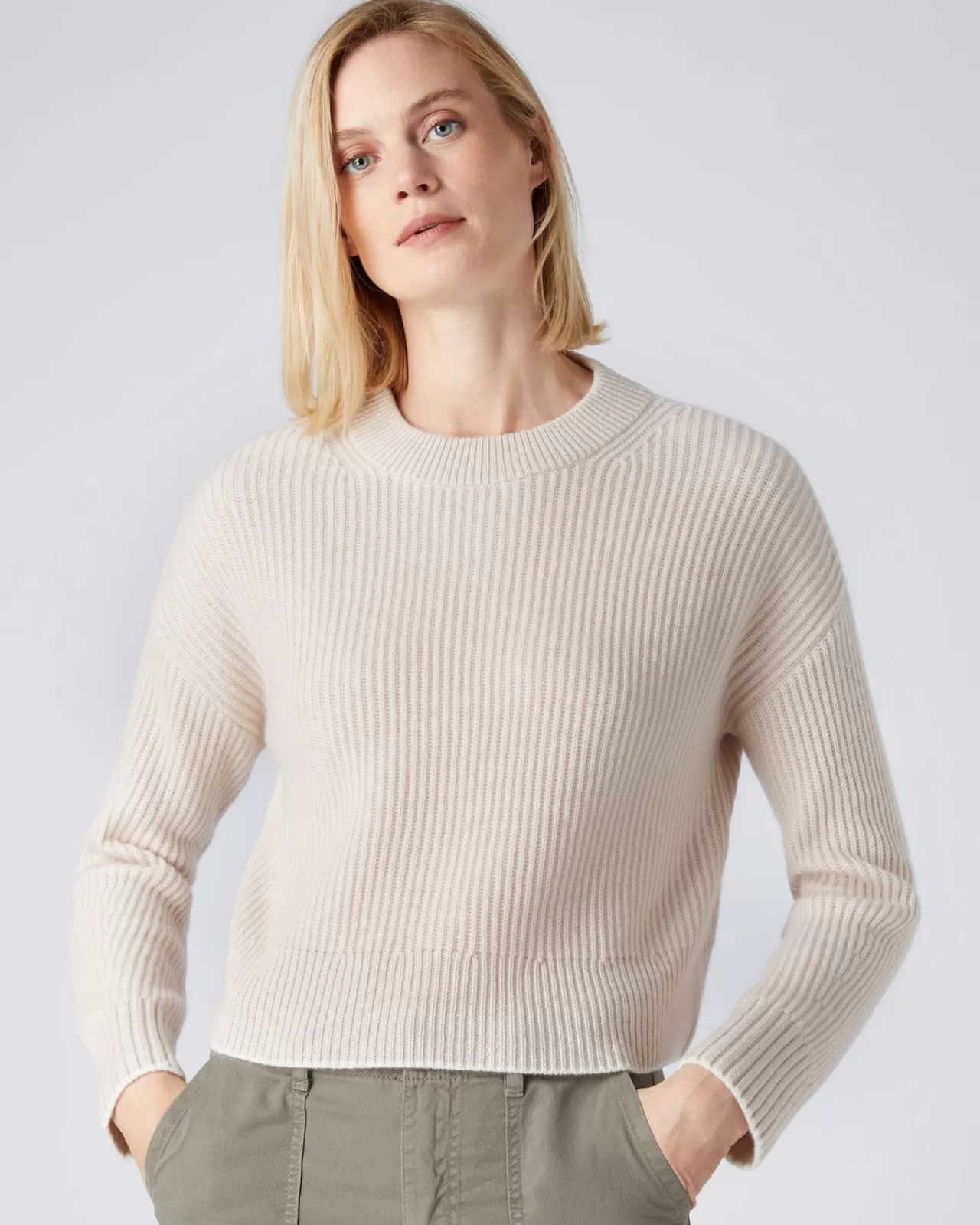 Women N.Peal Round Necks | Women'S Ribbed Round Neck Cashmere Jumper