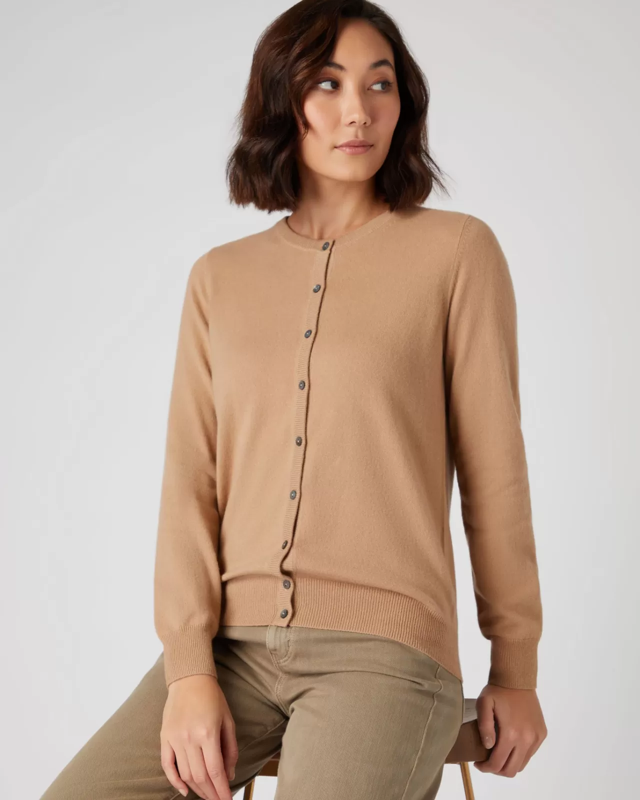 Women N.Peal Cardigans | Women'S Round Neck Cashmere Cardigan