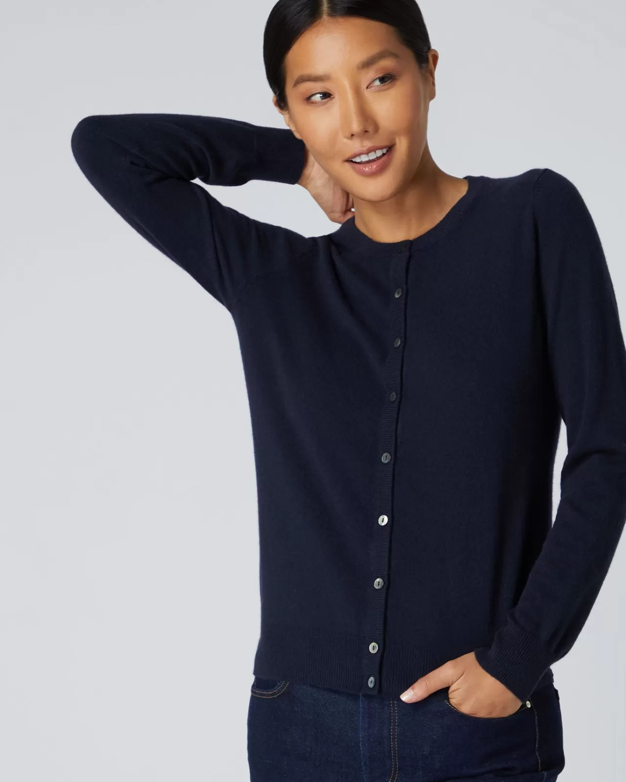 Women N.Peal Cardigans | Women'S Round Neck Cashmere Cardigan