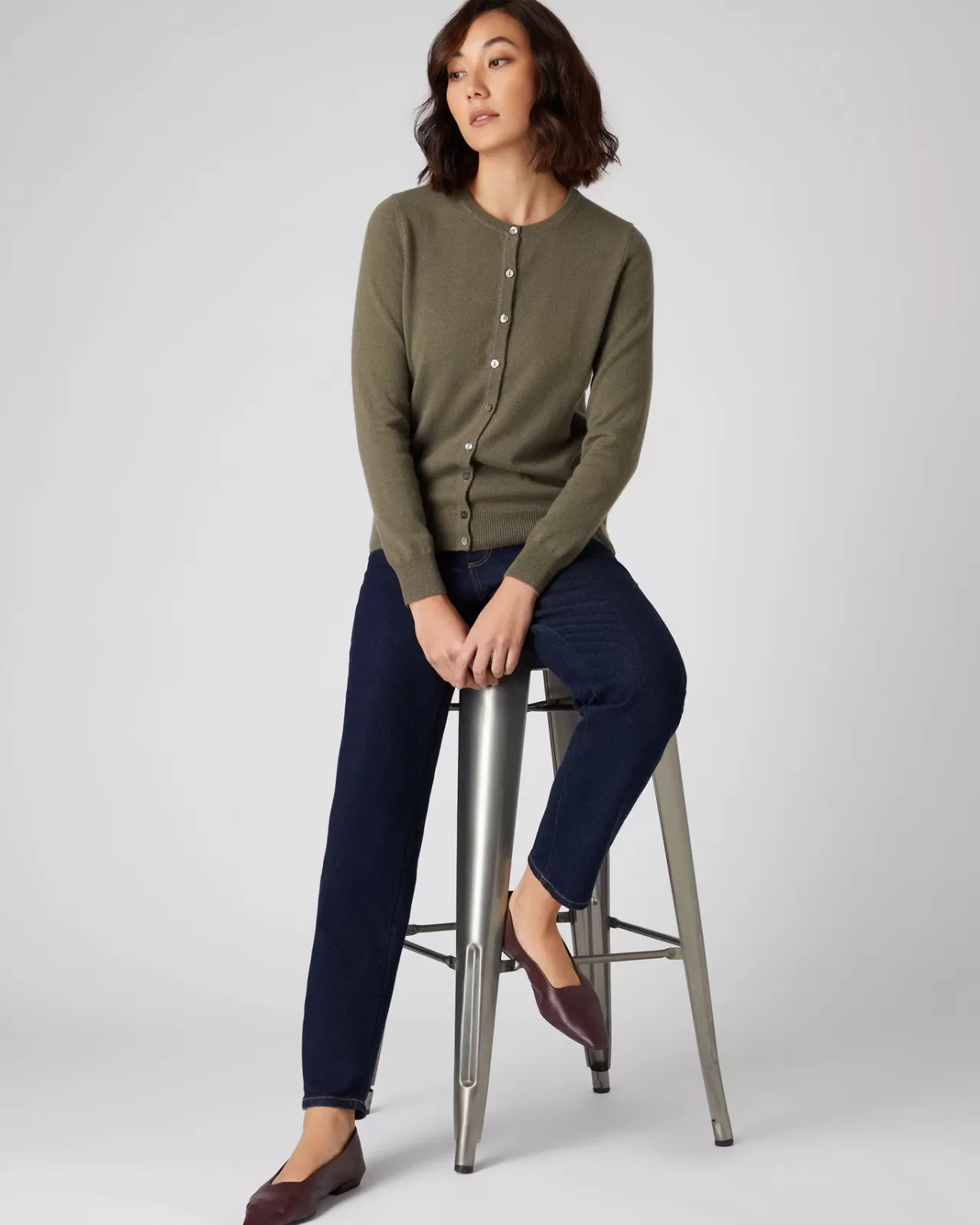 Women N.Peal Cardigans | Women'S Round Neck Cashmere Cardigan