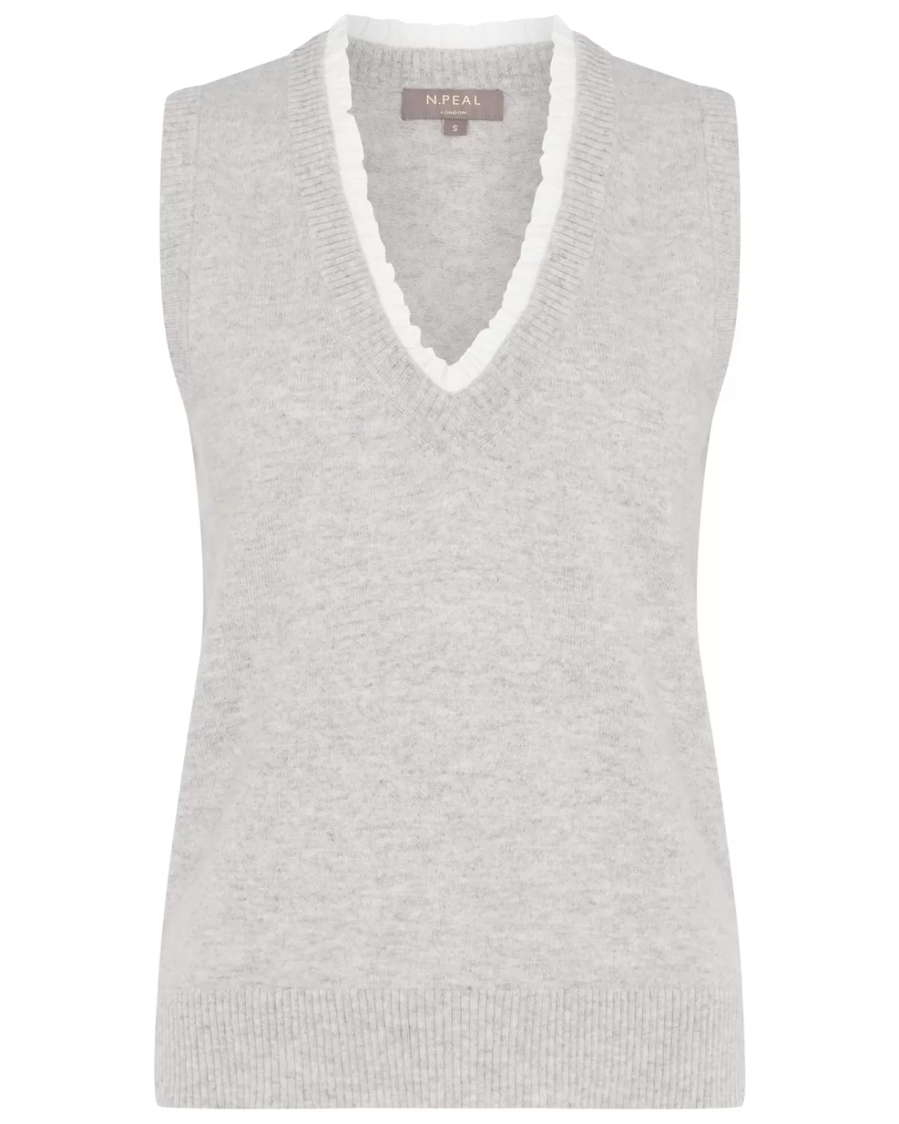 Women N.Peal Tops & T-Shirts | Women'S Ruffle Trim Sleeveless Cashmere Top