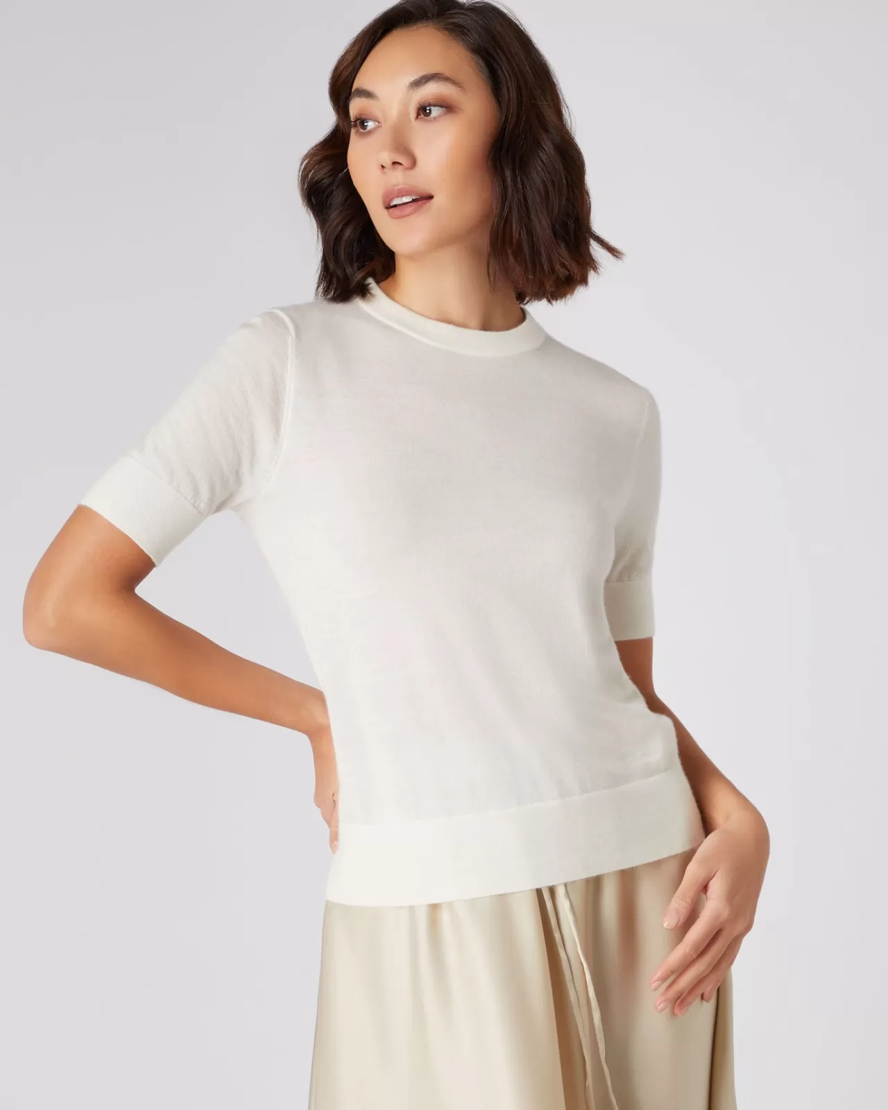 Women N.Peal Tops & T-Shirts | Women'S Superfine Round Neck Cashmere T Shirt