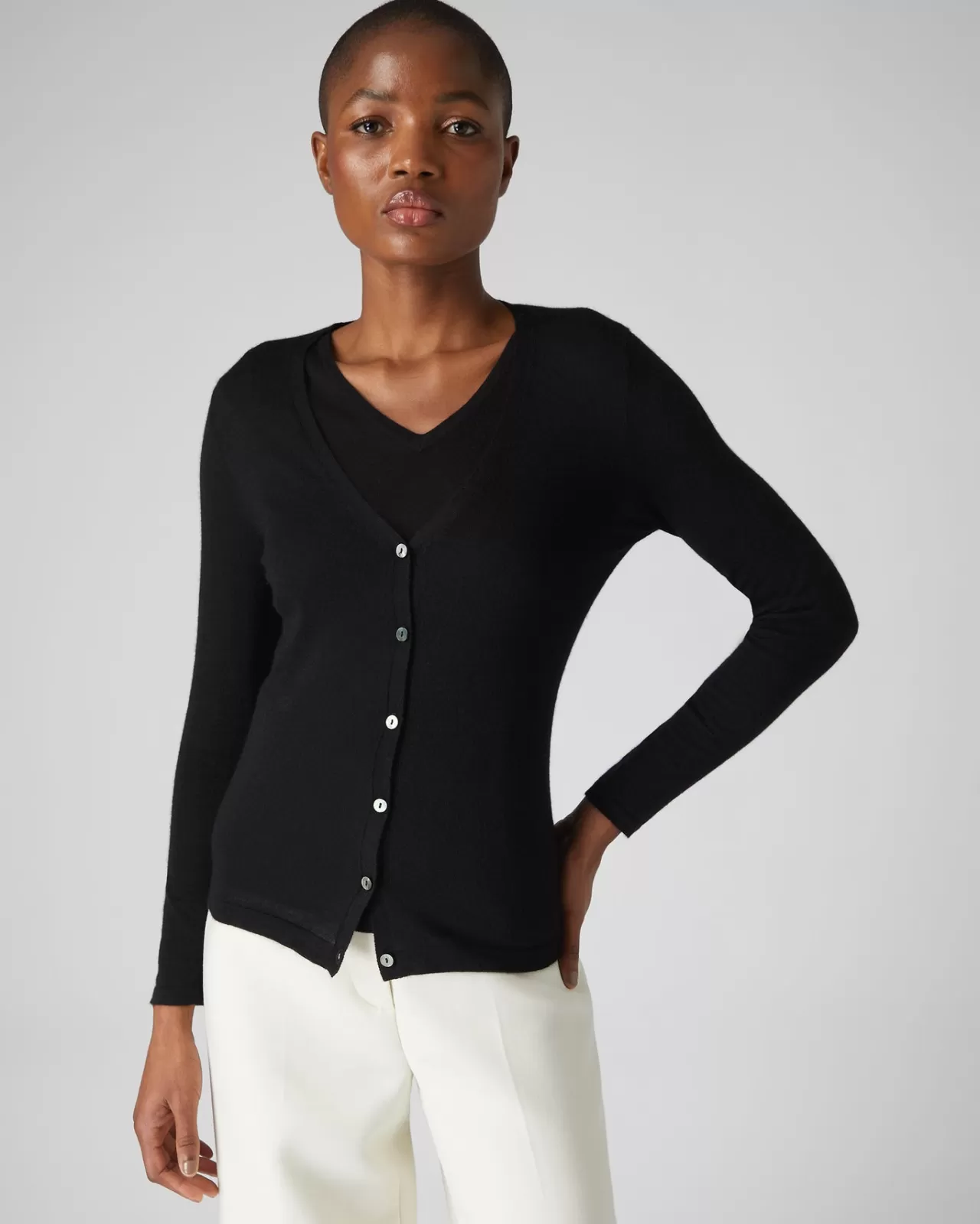 Women N.Peal Cardigans | Women'S Superfine V Neck Cashmere Cardigan