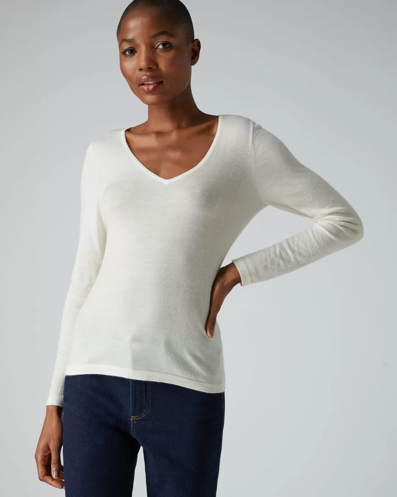 Women N.Peal Tops & T-Shirts | Women'S Superfine V Neck Cashmere Jumper