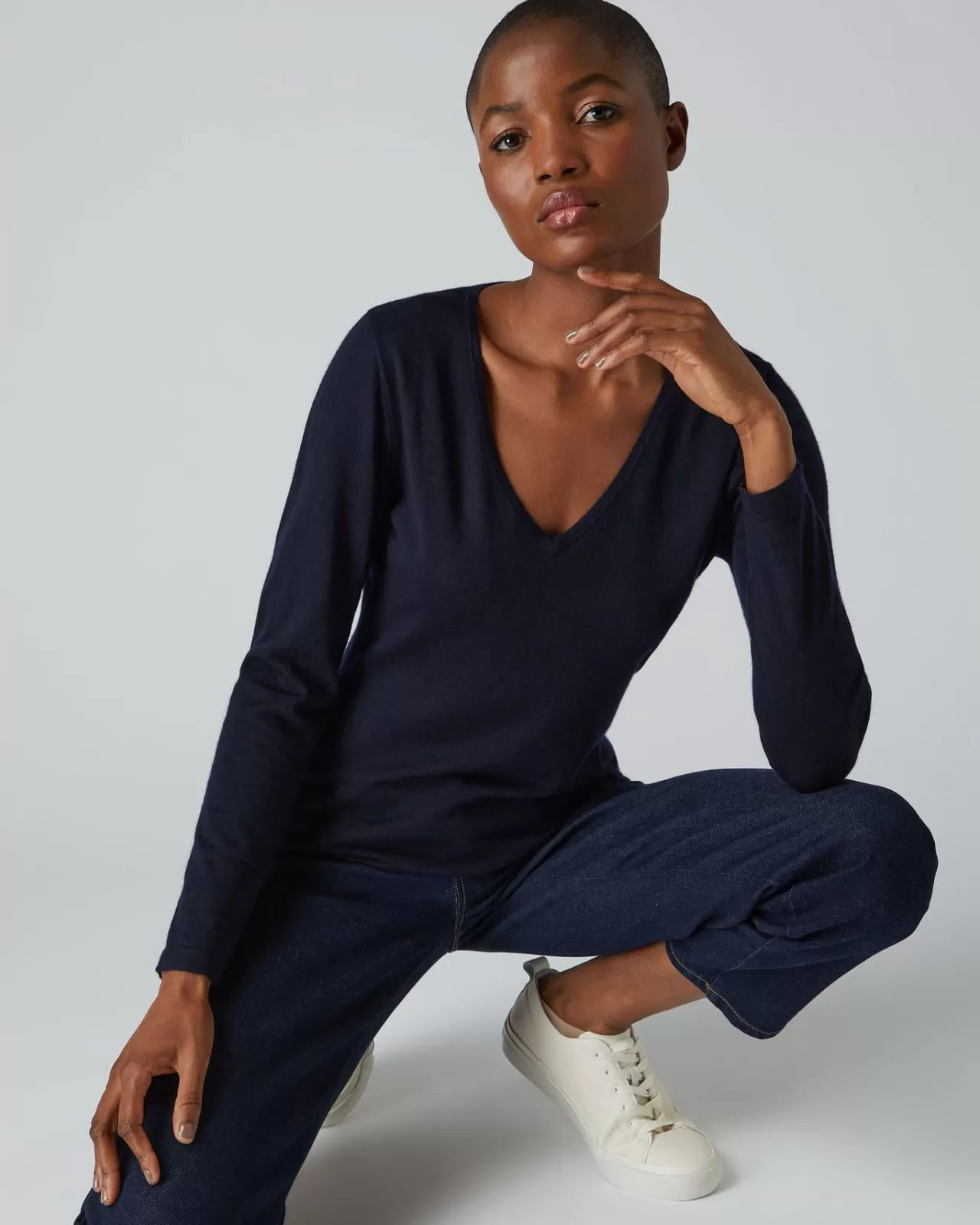 Women N.Peal Tops & T-Shirts | Women'S Superfine V Neck Cashmere Jumper