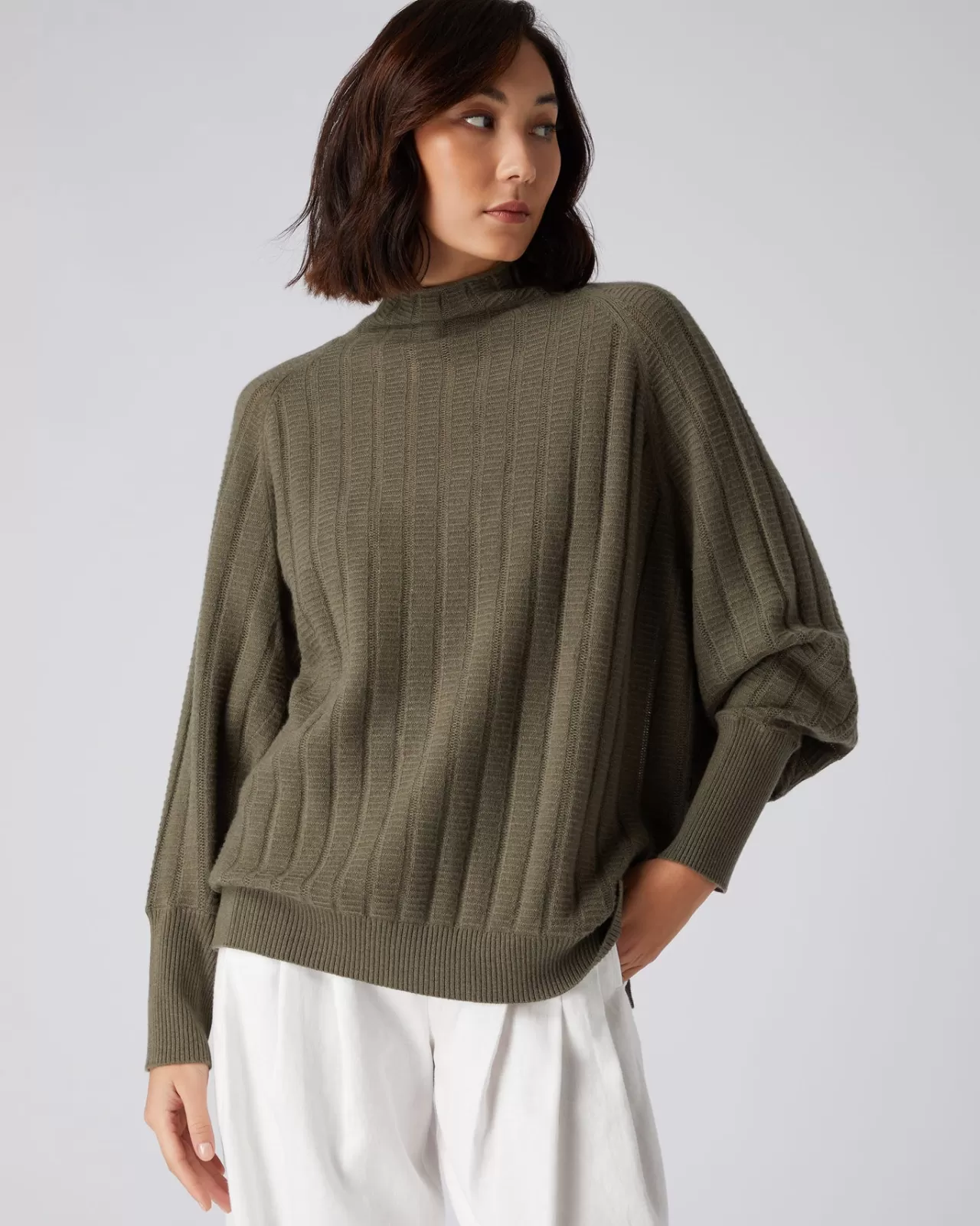 Women N.Peal Roll Necks | Women'S Textured Batwing Cashmere Jumper