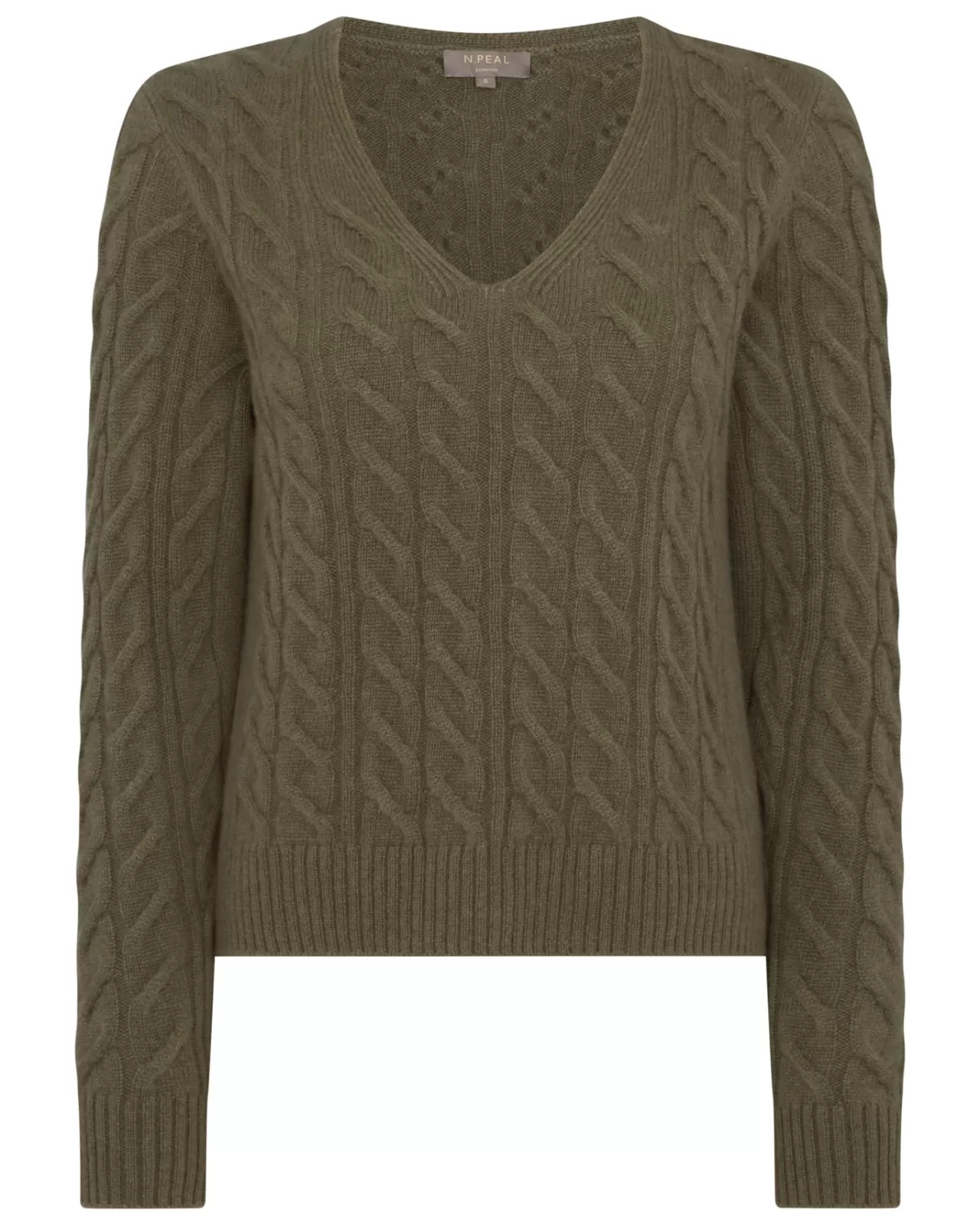 Women N.Peal V Necks | Women'S V Neck Cable Cashmere Jumper