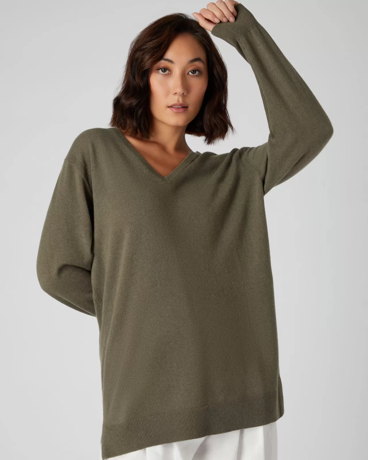 Women N.Peal V Necks | Women'S V Neck Longline Cashmere Jumper