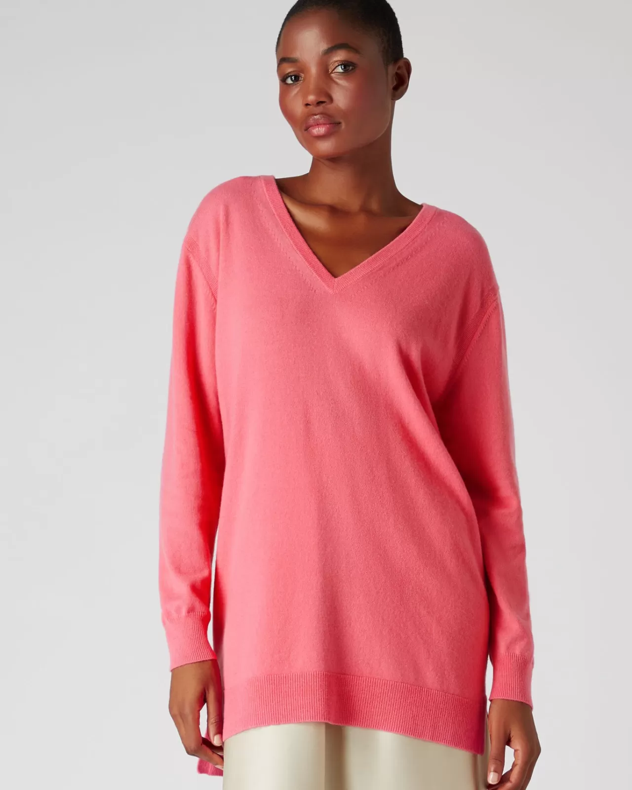 Women N.Peal V Necks | Women'S V Neck Longline Cashmere Jumper