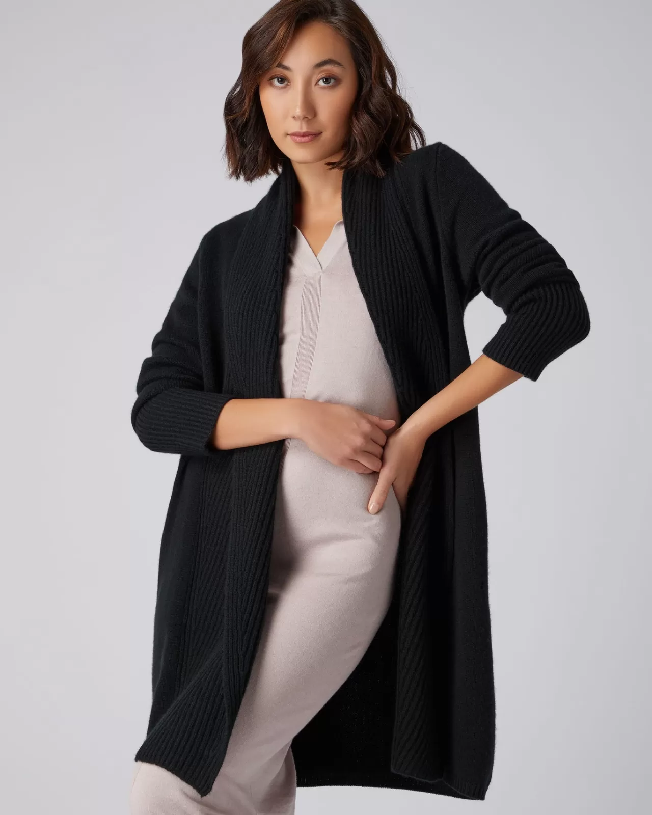 Women N.Peal Cardigans | Women'S Vertical Rib Placket Cashmere Cardigan