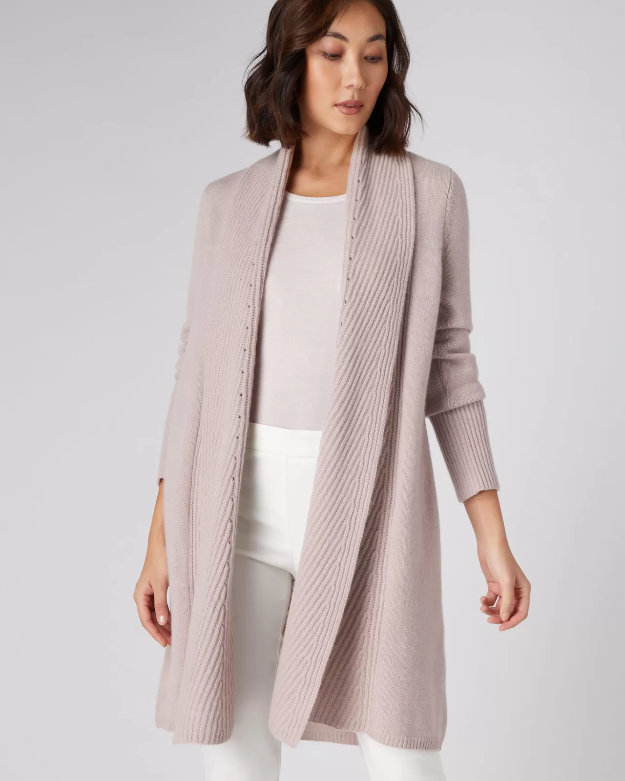 Women N.Peal Cardigans | Women'S Vertical Rib Placket Cashmere Cardigan