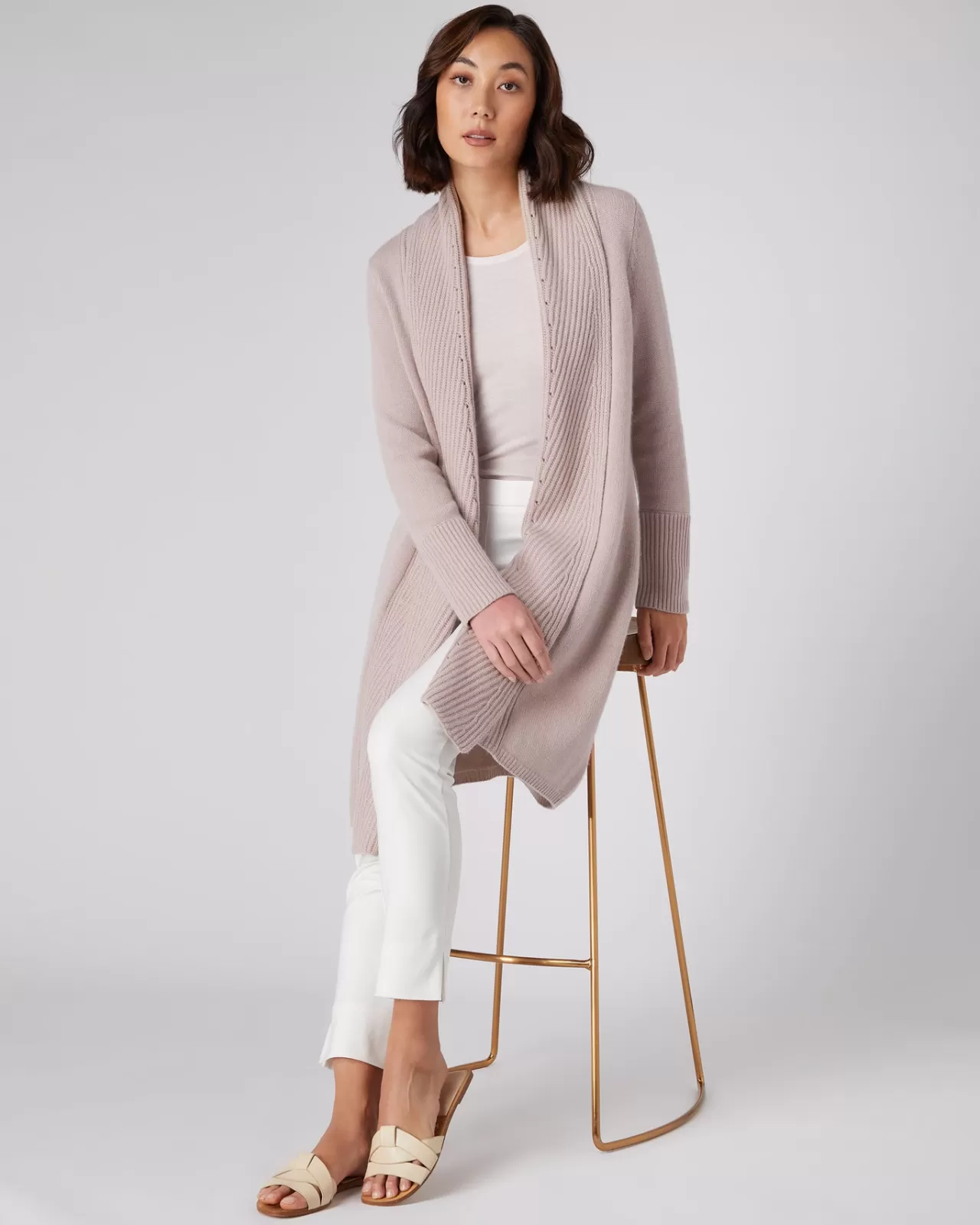 Women N.Peal Cardigans | Women'S Vertical Rib Placket Cashmere Cardigan