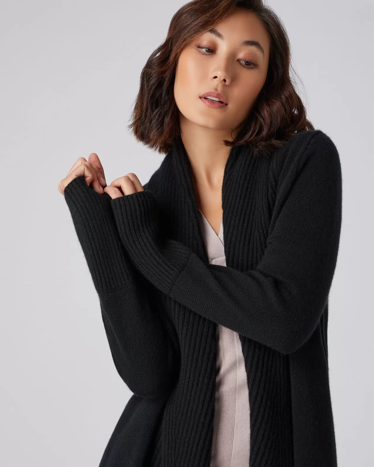 womens_vertical_rib_placket_cashmere_cardigan_4-1.webp Women N.Peal Cardigans | Women'S Vertical Rib Placket Cashmere Cardigan