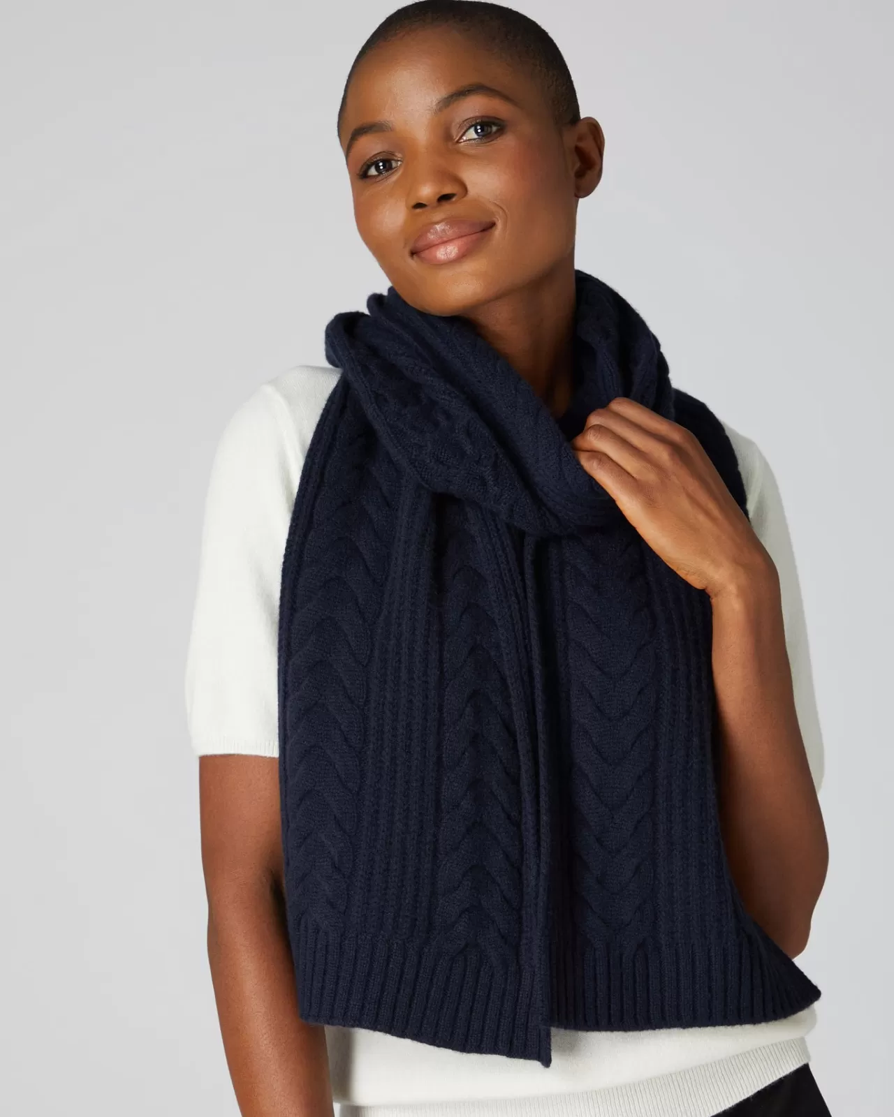 Women N.Peal Cashmere Scarves | Women'S Wide Cable Cashmere Scarf