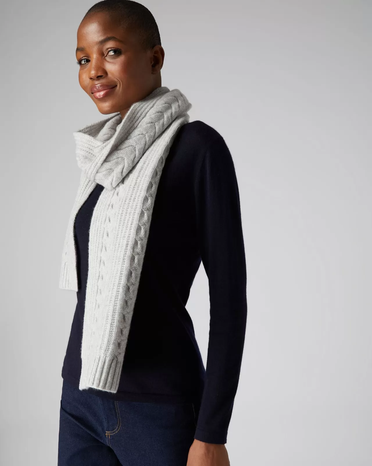 Women N.Peal Cashmere Scarves | Women'S Wide Cable Cashmere Scarf