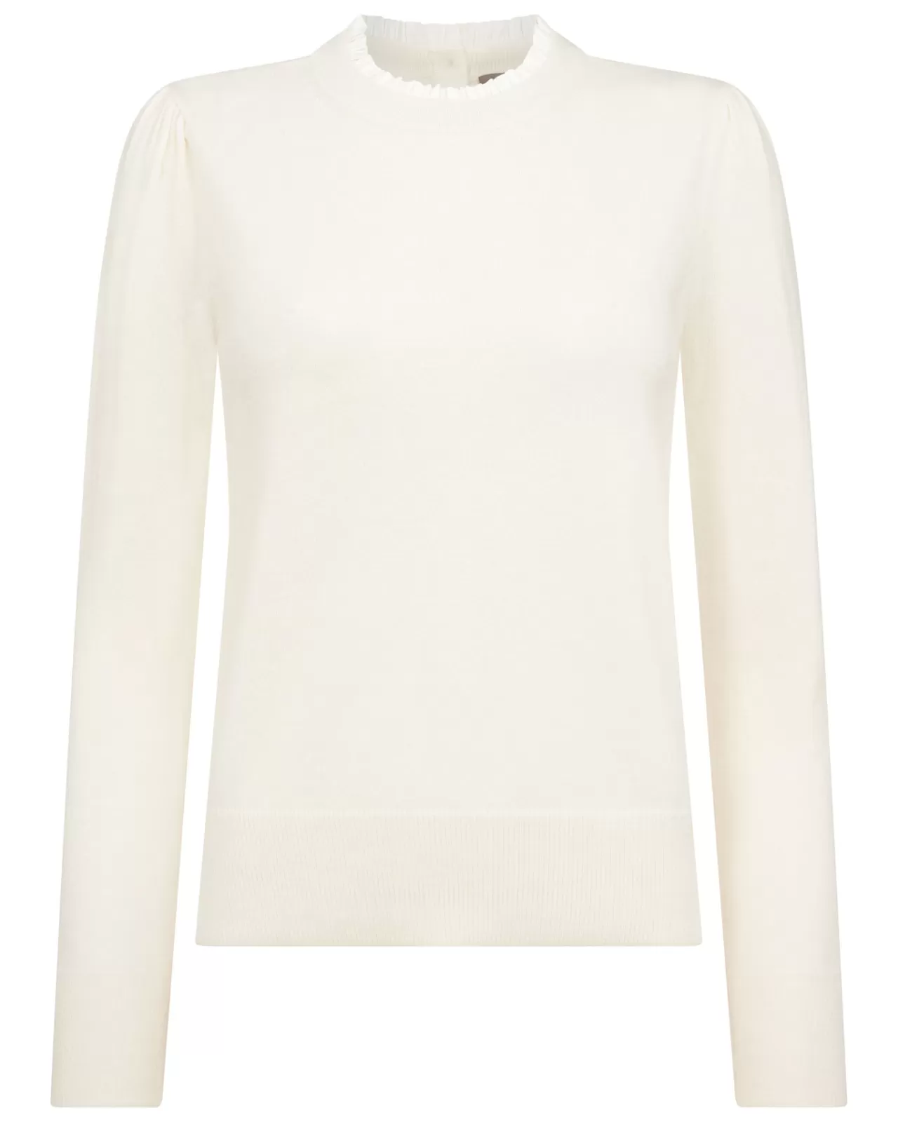 Women N.Peal Round Necks | Women'S Woven Ruffle Cashmere Jumper